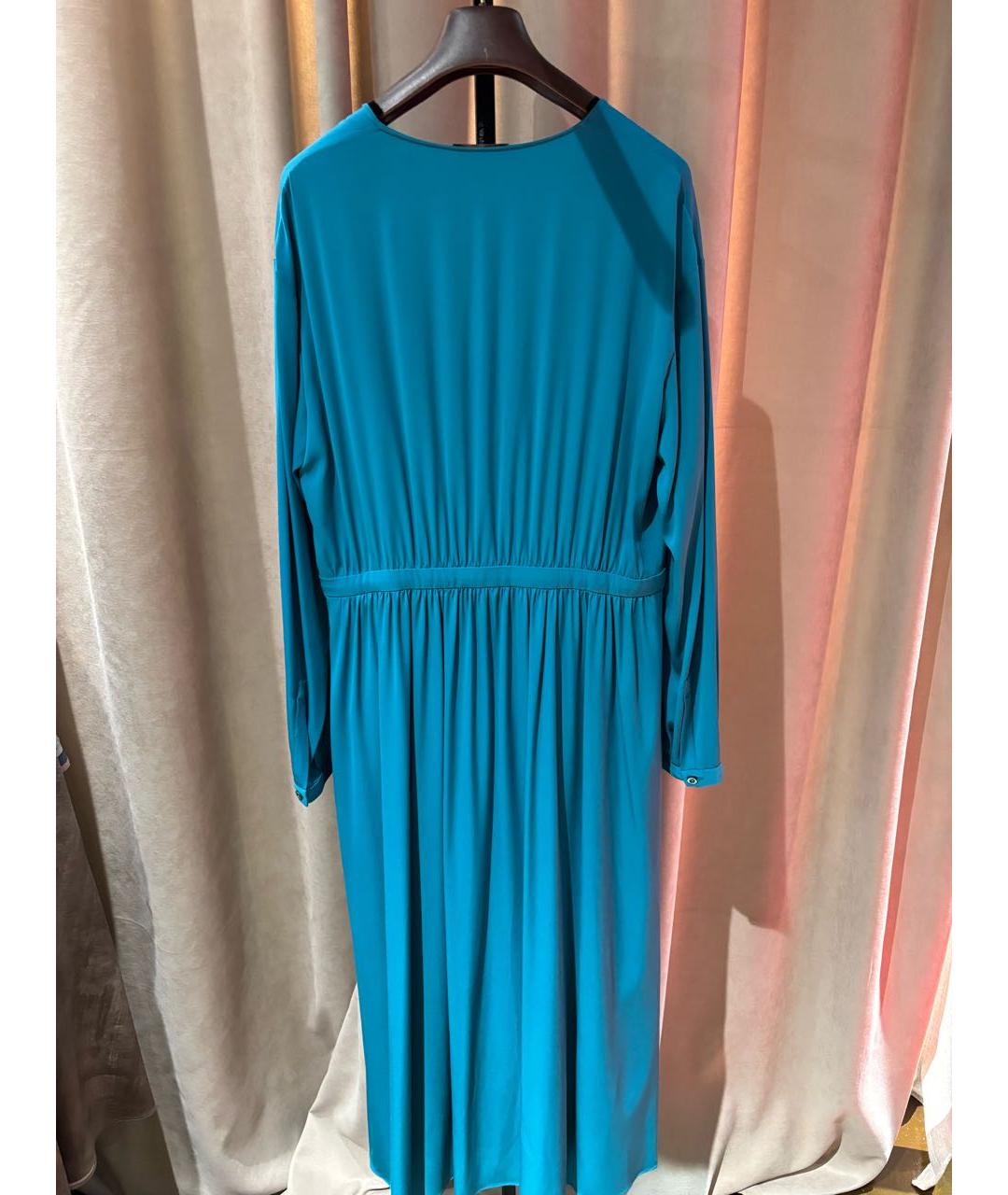 LORO PIANA Бирюзовое шелковое вечернее платье, фото 2