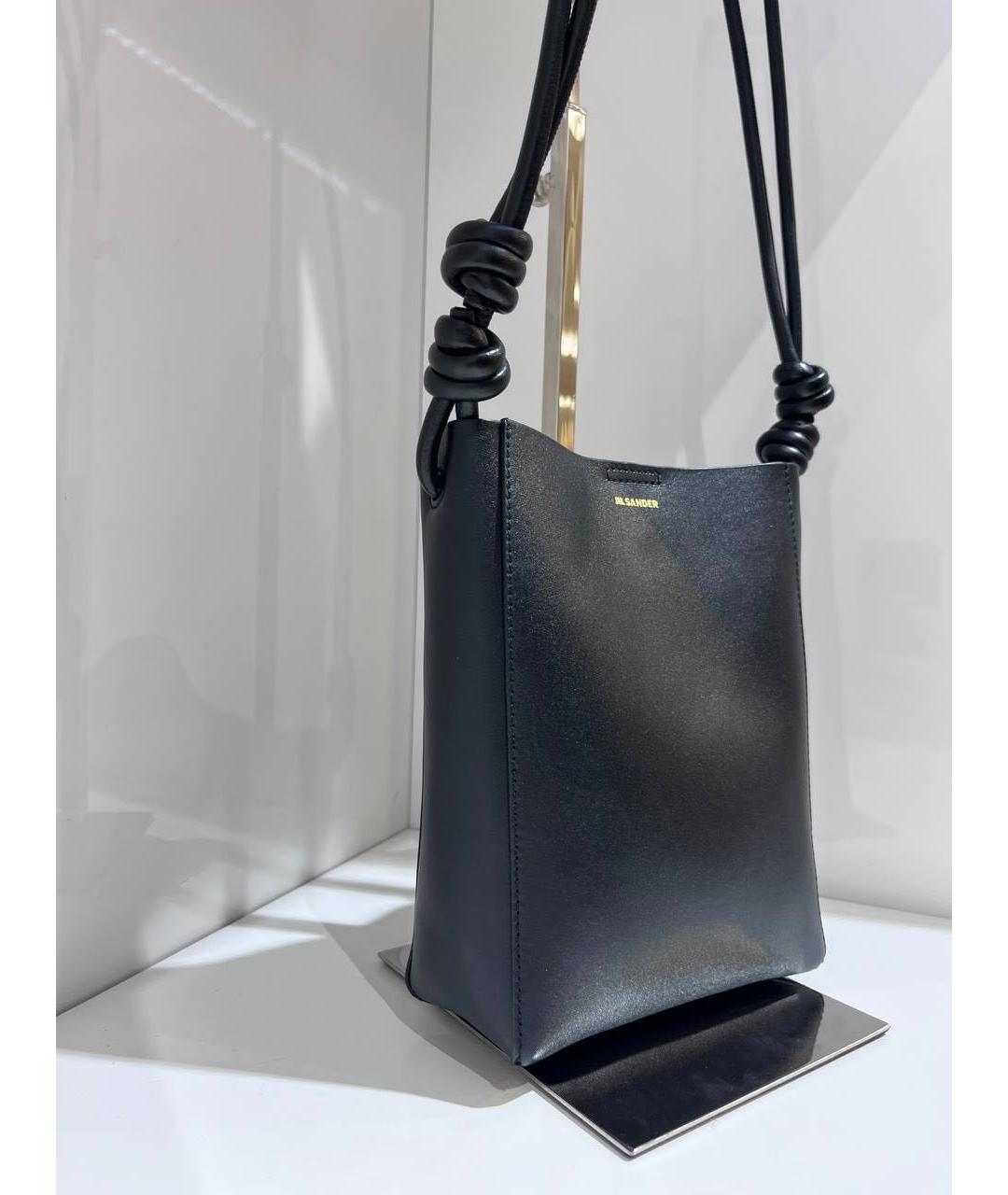 JIL SANDER Черная кожаная сумка через плечо, фото 3