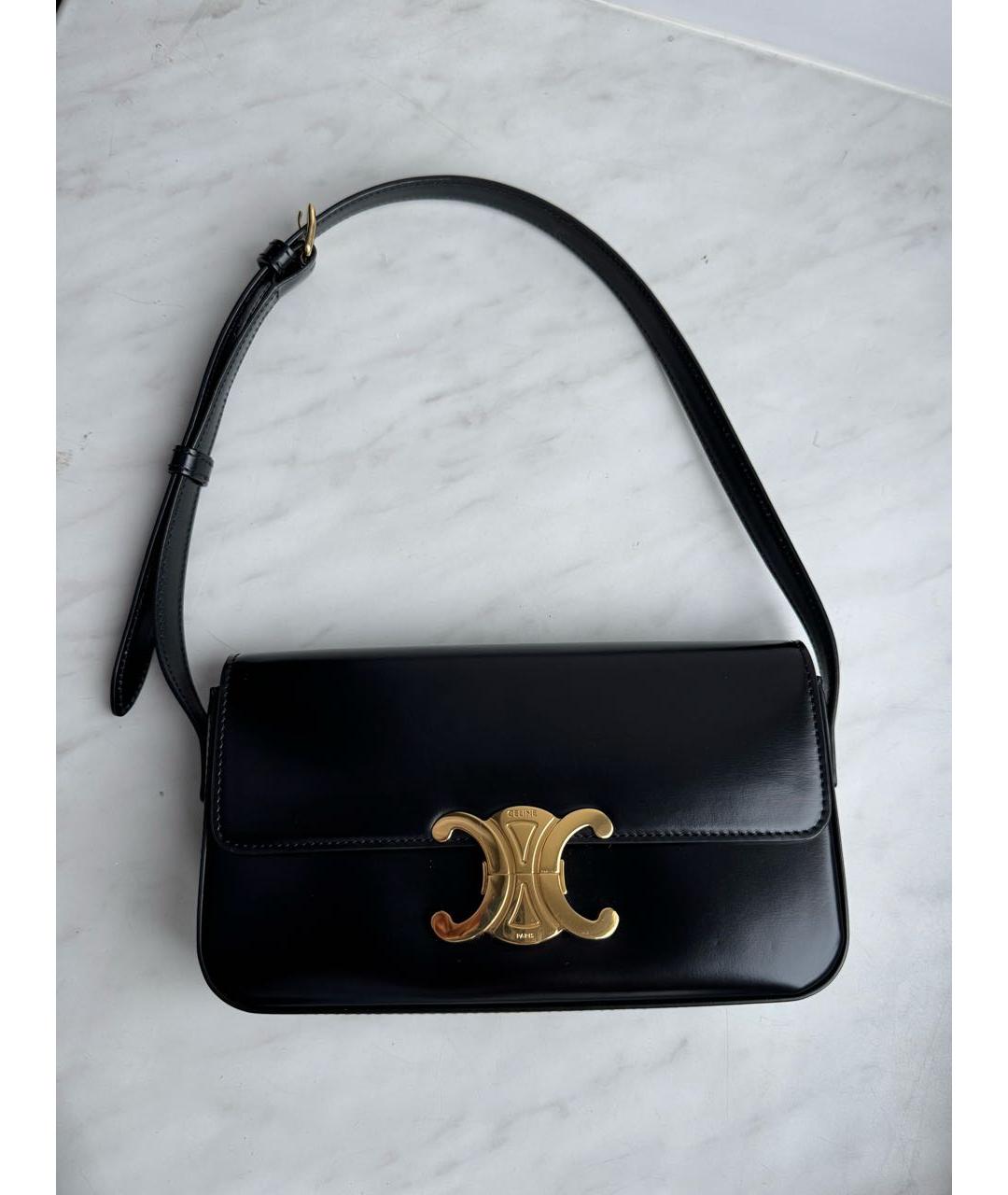 CELINE Черная кожаная сумка с короткими ручками, фото 5