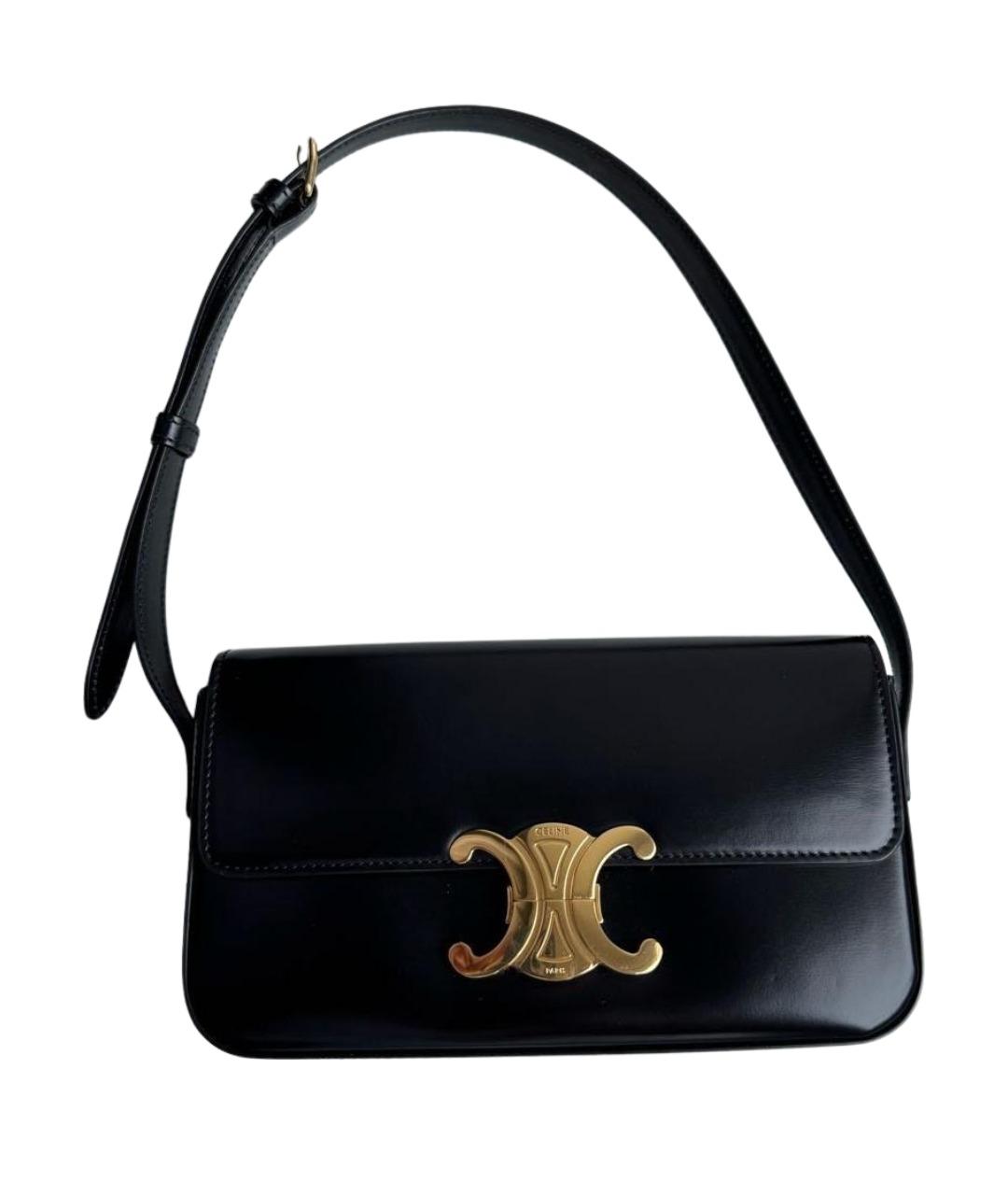 CELINE Черная кожаная сумка с короткими ручками, фото 1