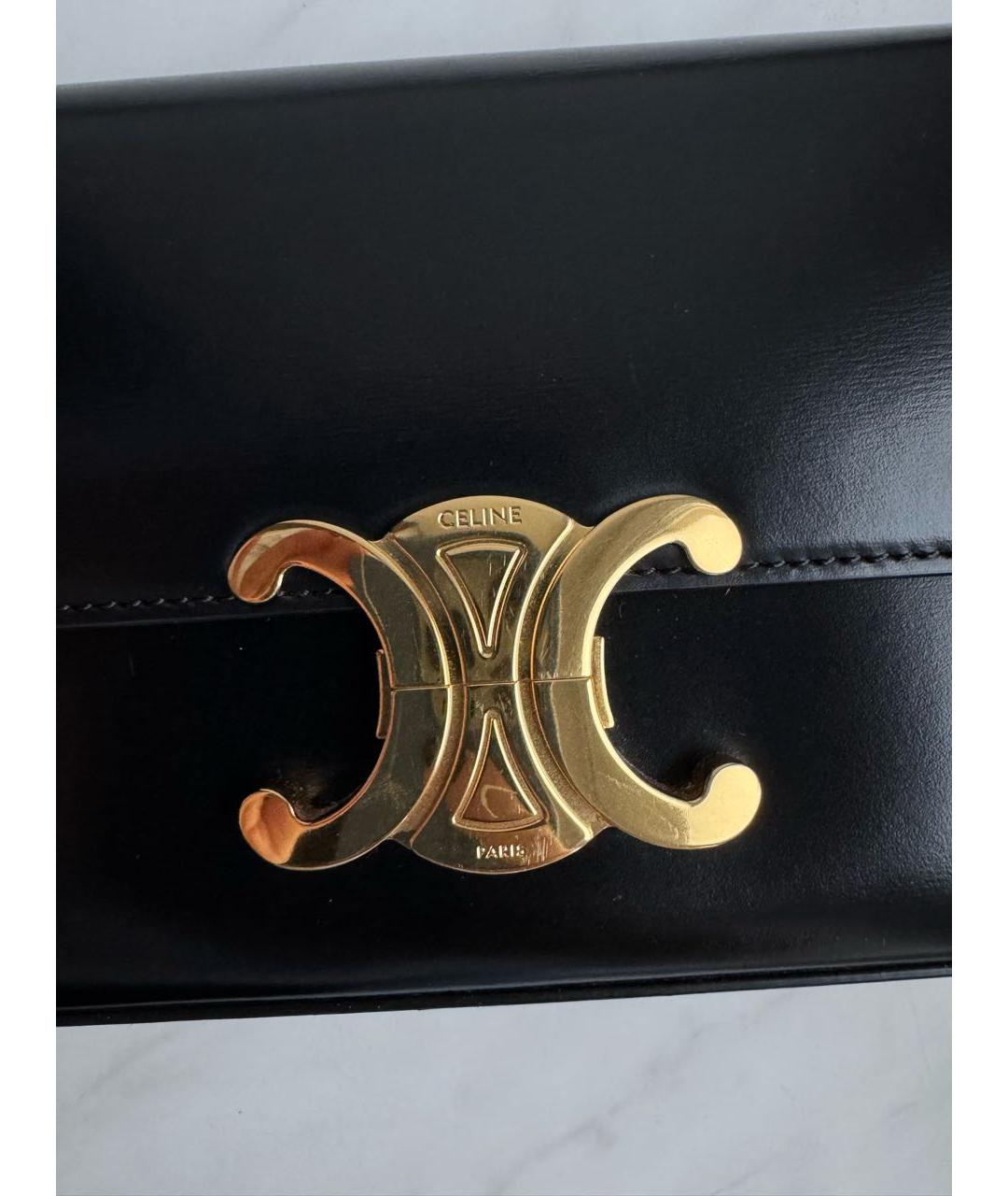 CELINE Черная кожаная сумка с короткими ручками, фото 4