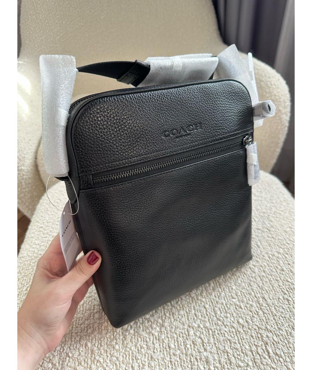 COACH Черная кожаная сумка на плечо, фото 2