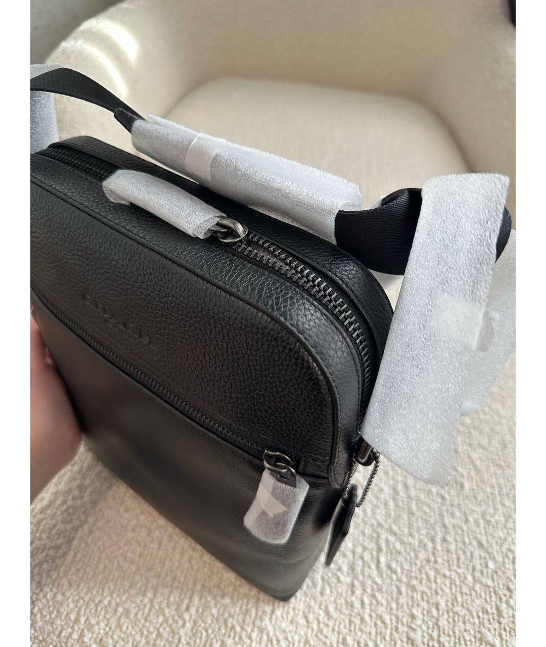 COACH Черная кожаная сумка на плечо, фото 4