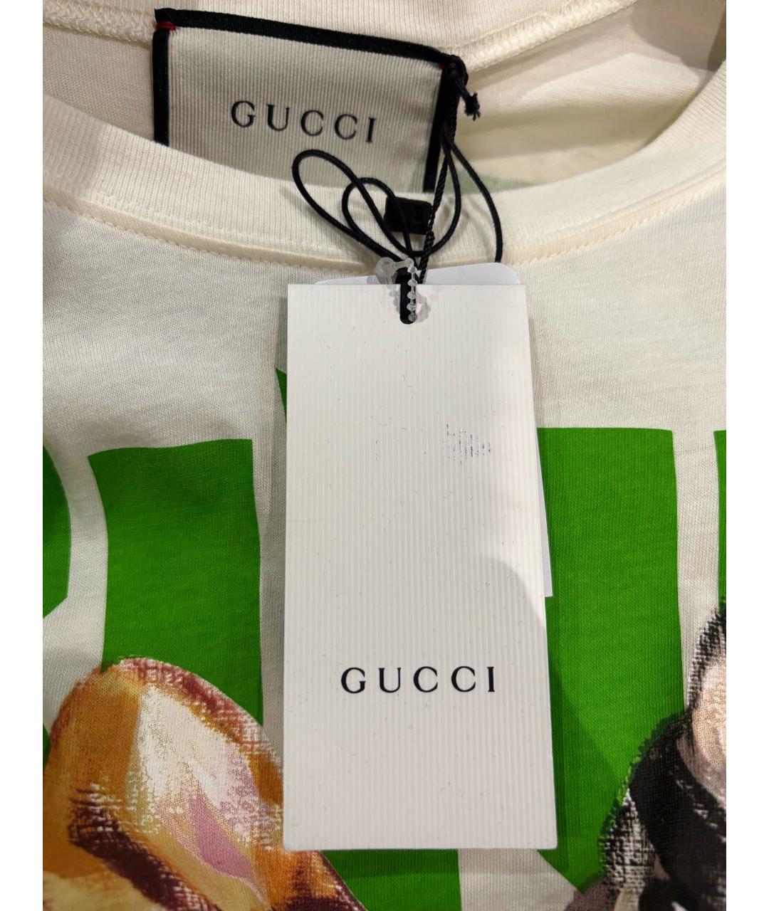 GUCCI Белая хлопковая футболка, фото 3