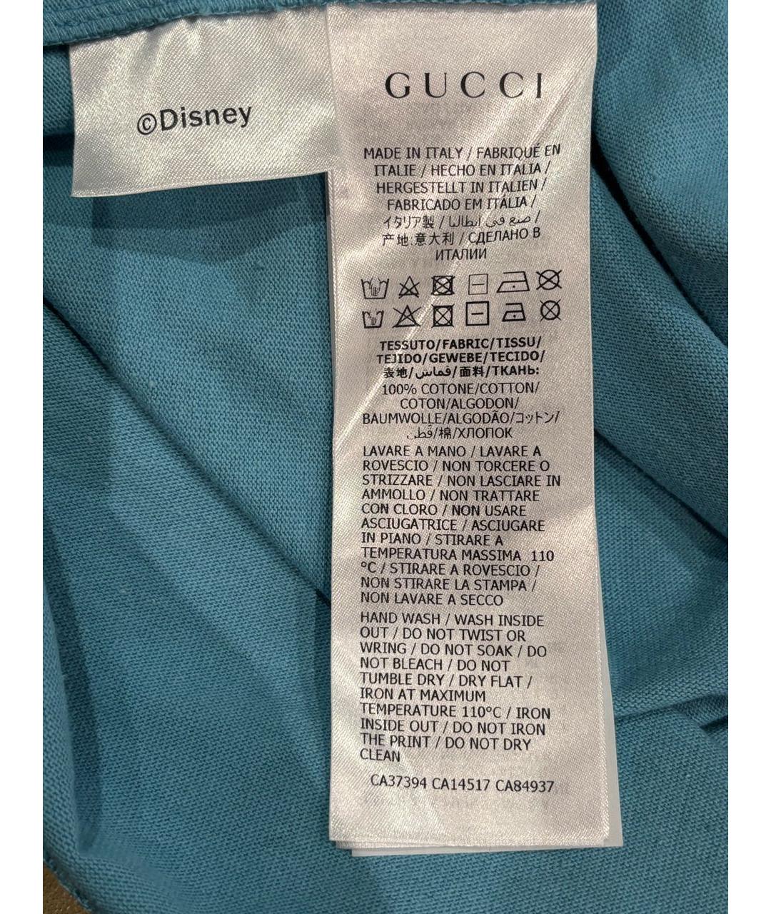 GUCCI Голубая хлопковая футболка, фото 6