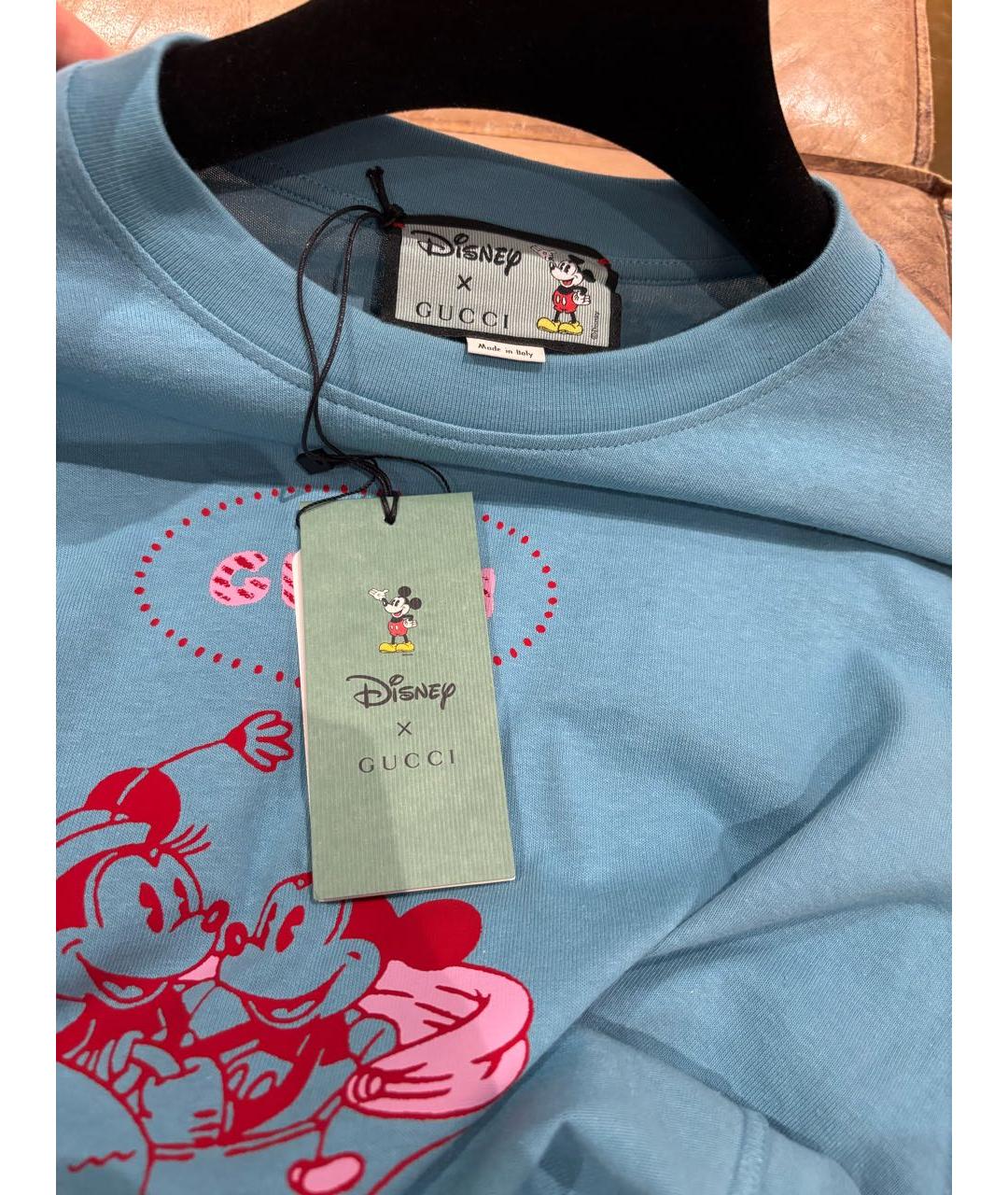 GUCCI Голубая хлопковая футболка, фото 3