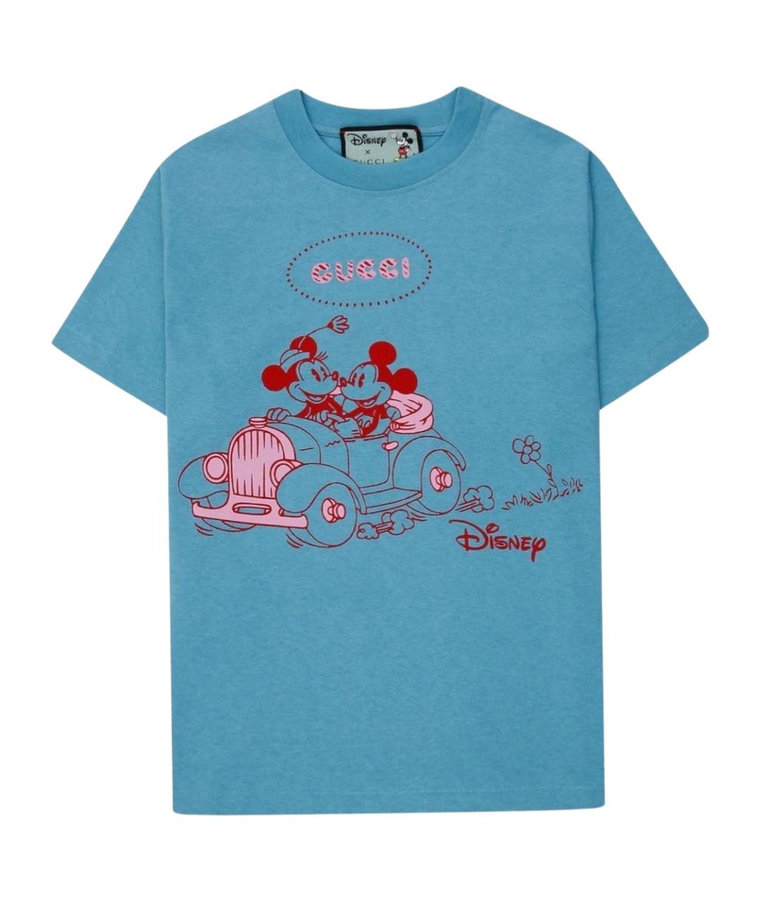 GUCCI Голубая хлопковая футболка, фото 1