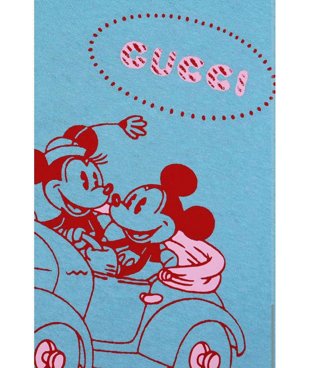 GUCCI Голубая хлопковая футболка, фото 4