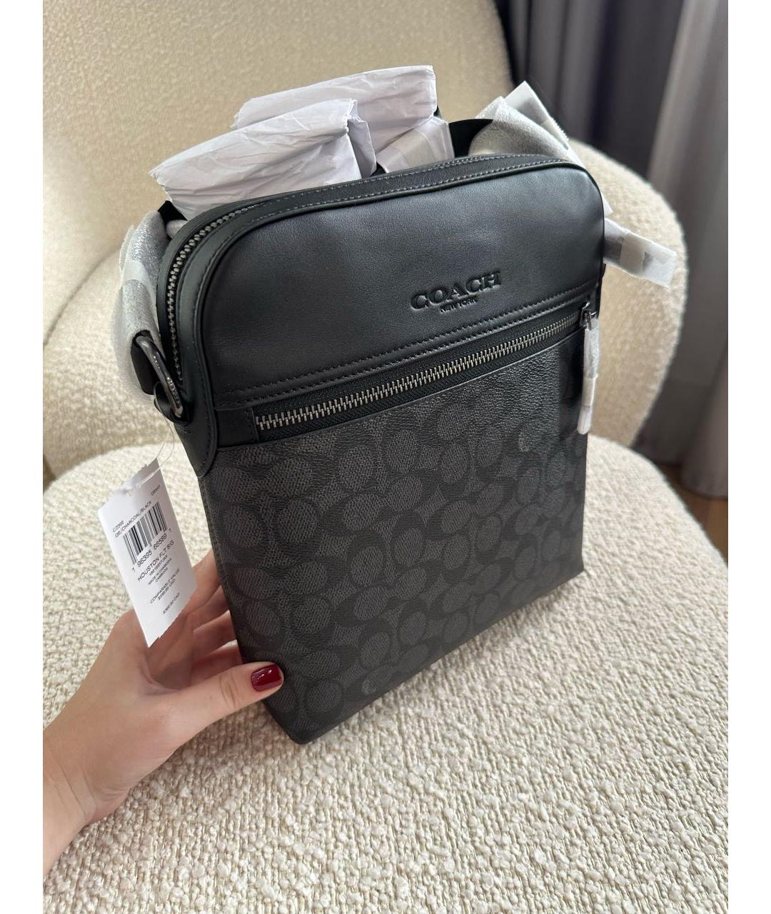 COACH Черная кожаная сумка на плечо, фото 2