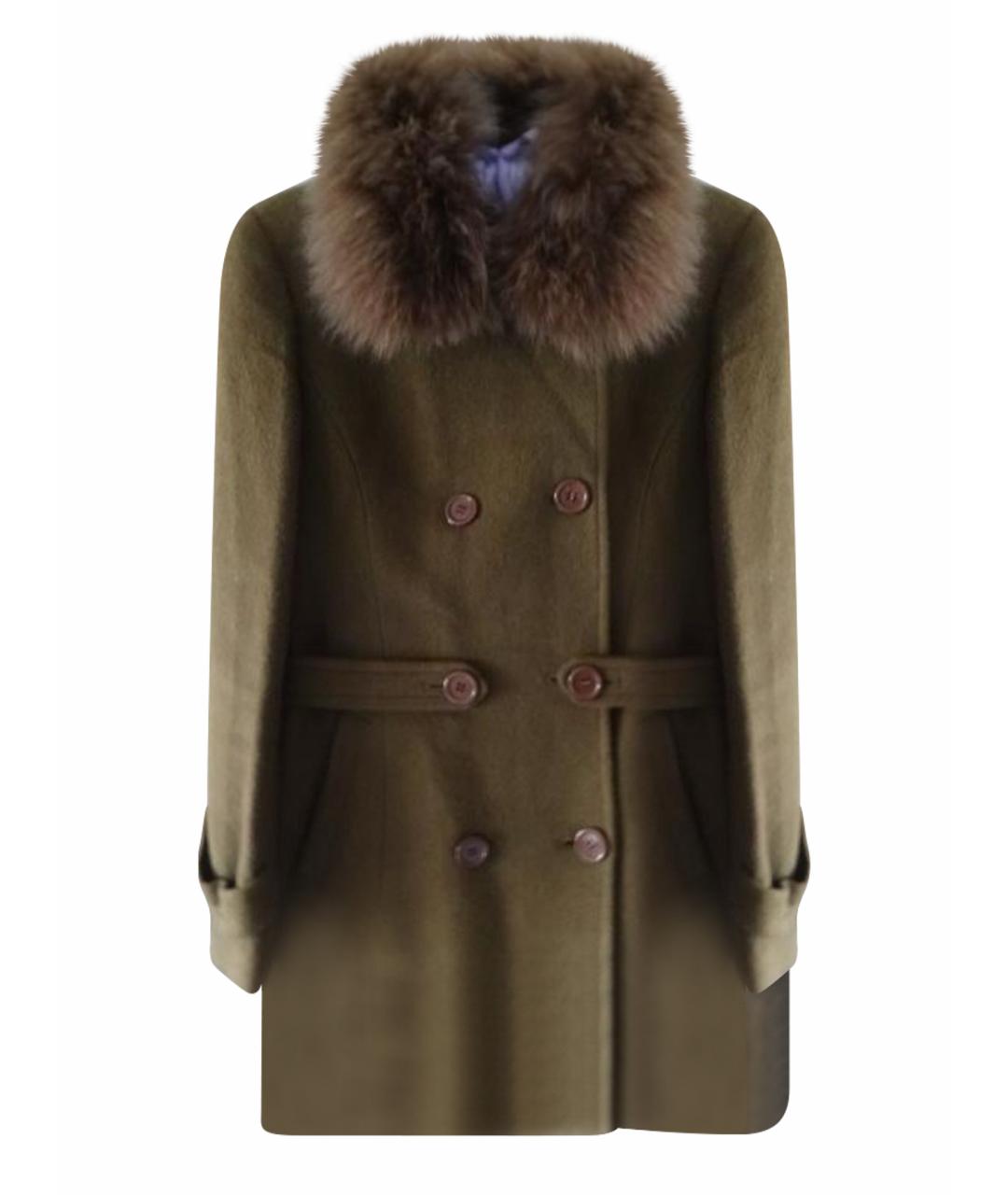 MAX MARA Хаки шерстяное пальто, фото 1