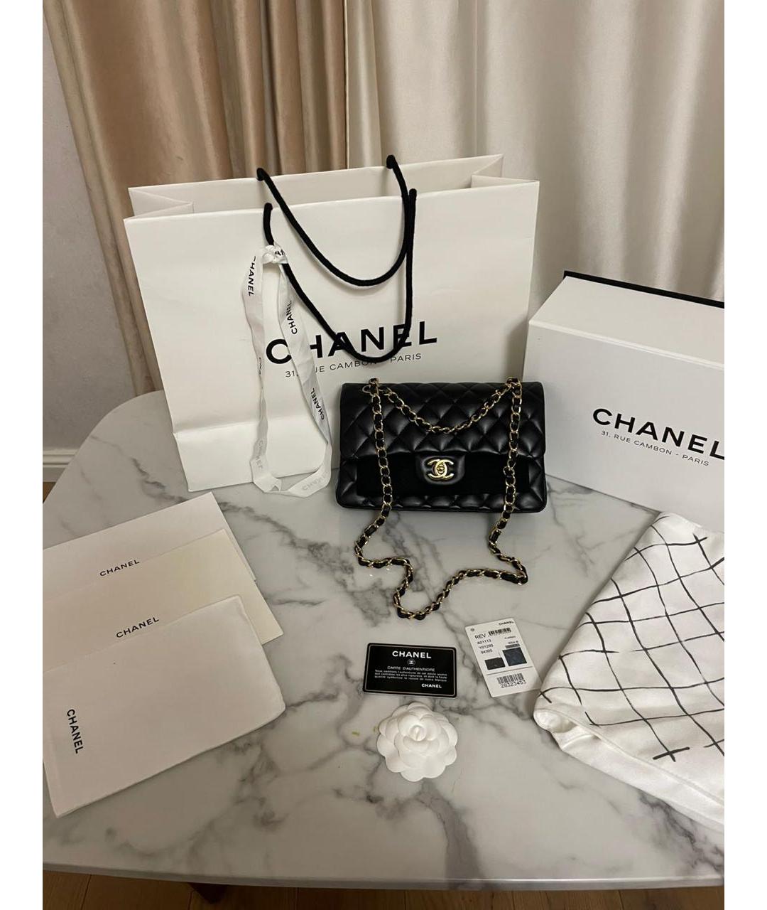 CHANEL Черная кожаная сумка через плечо, фото 6