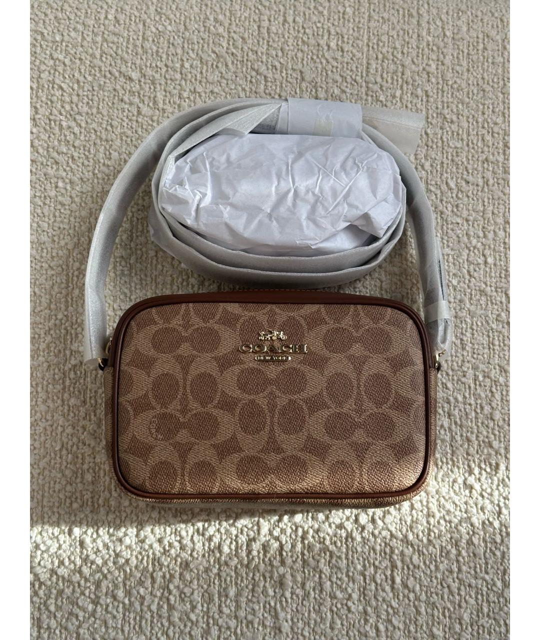 COACH Коричневая кожаная сумка через плечо, фото 5