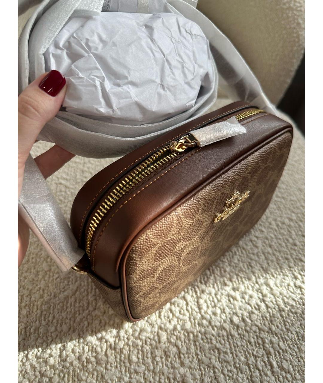 COACH Коричневая кожаная сумка через плечо, фото 4