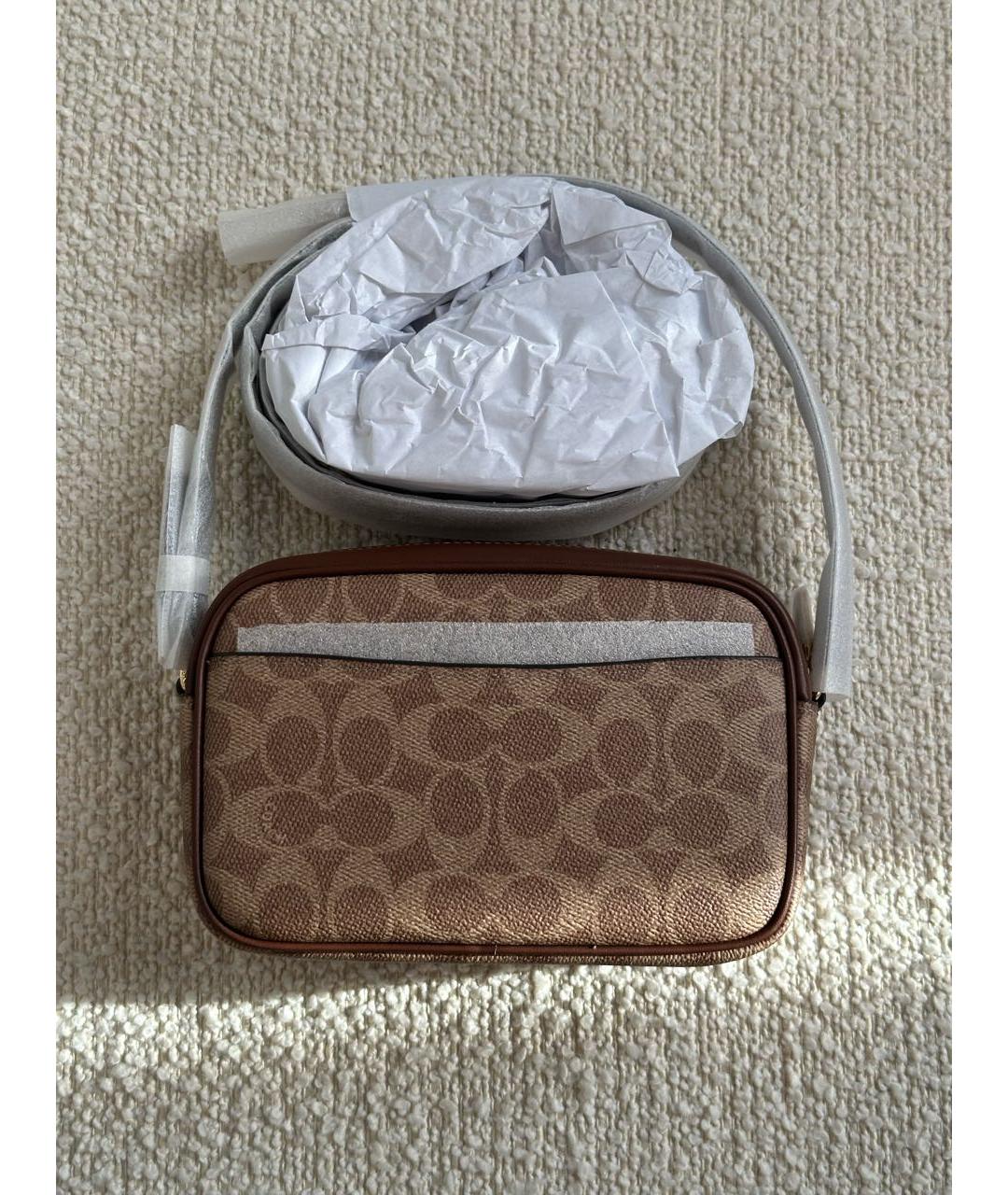 COACH Коричневая кожаная сумка через плечо, фото 3