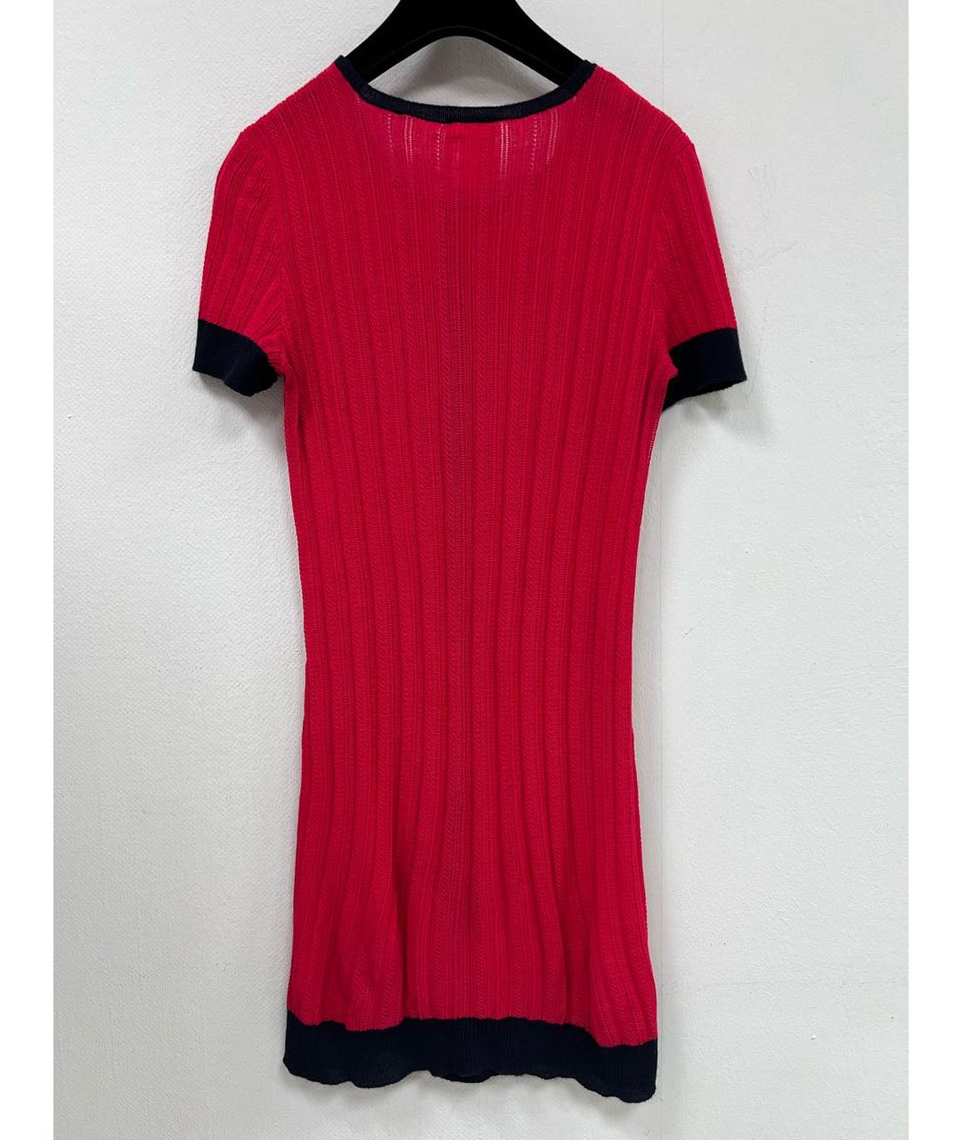 CHANEL Красное хлопковое повседневное платье, фото 3