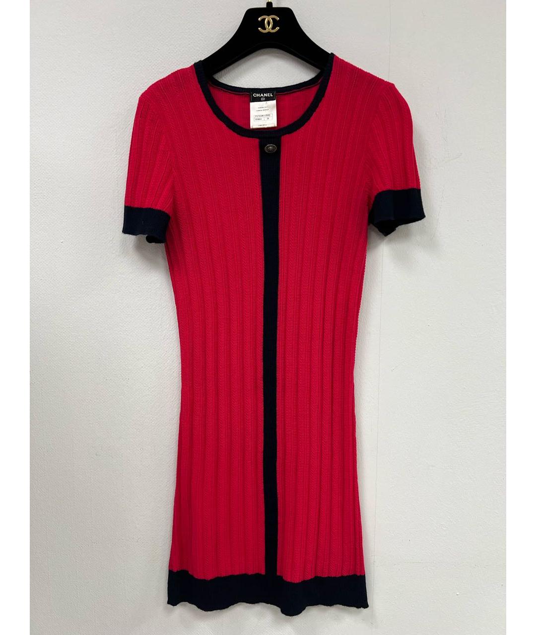 CHANEL Красное хлопковое повседневное платье, фото 6