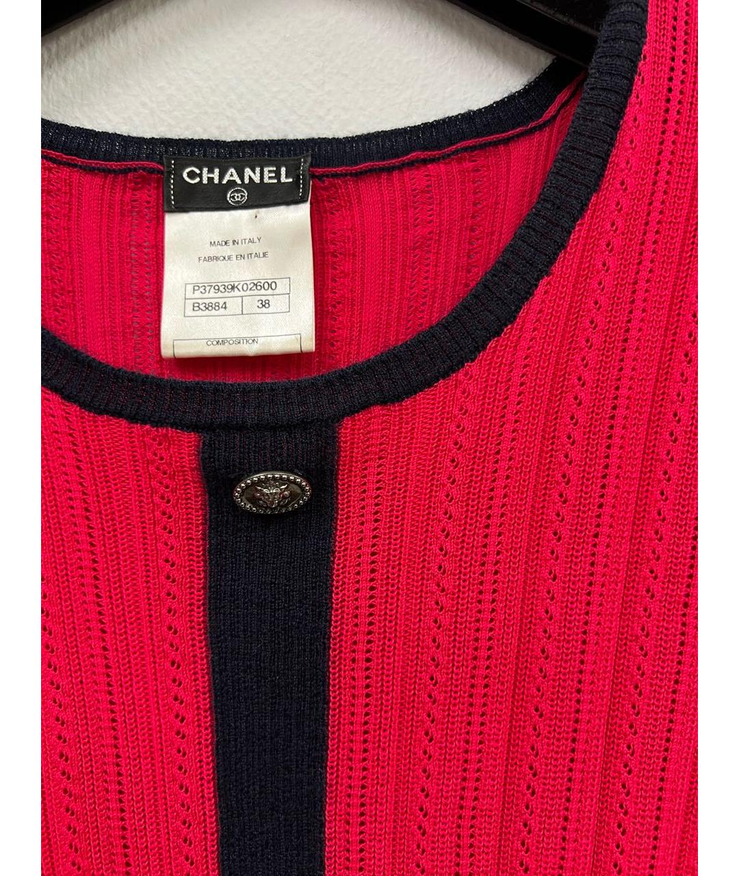 CHANEL Красное хлопковое повседневное платье, фото 2