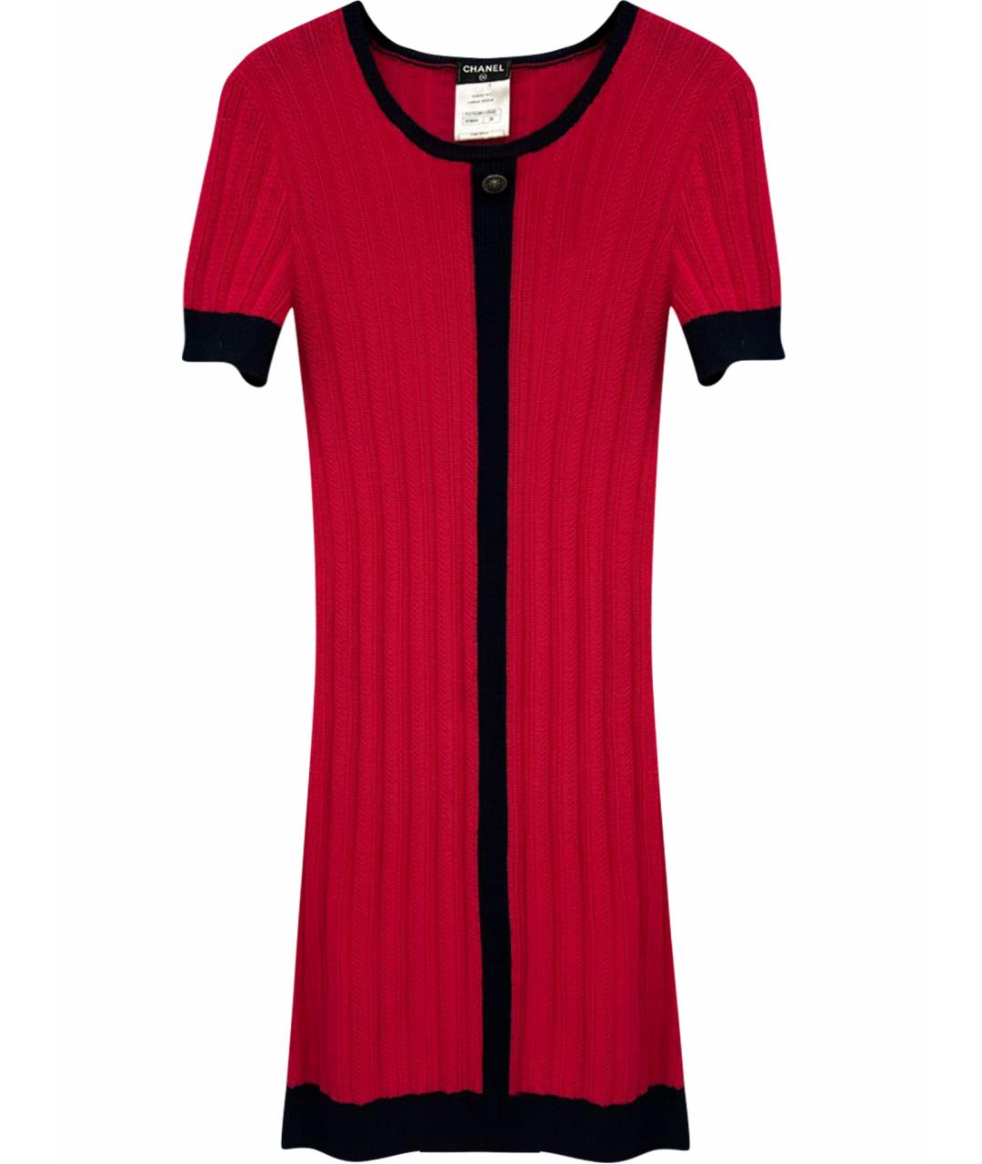 CHANEL Красное хлопковое повседневное платье, фото 1