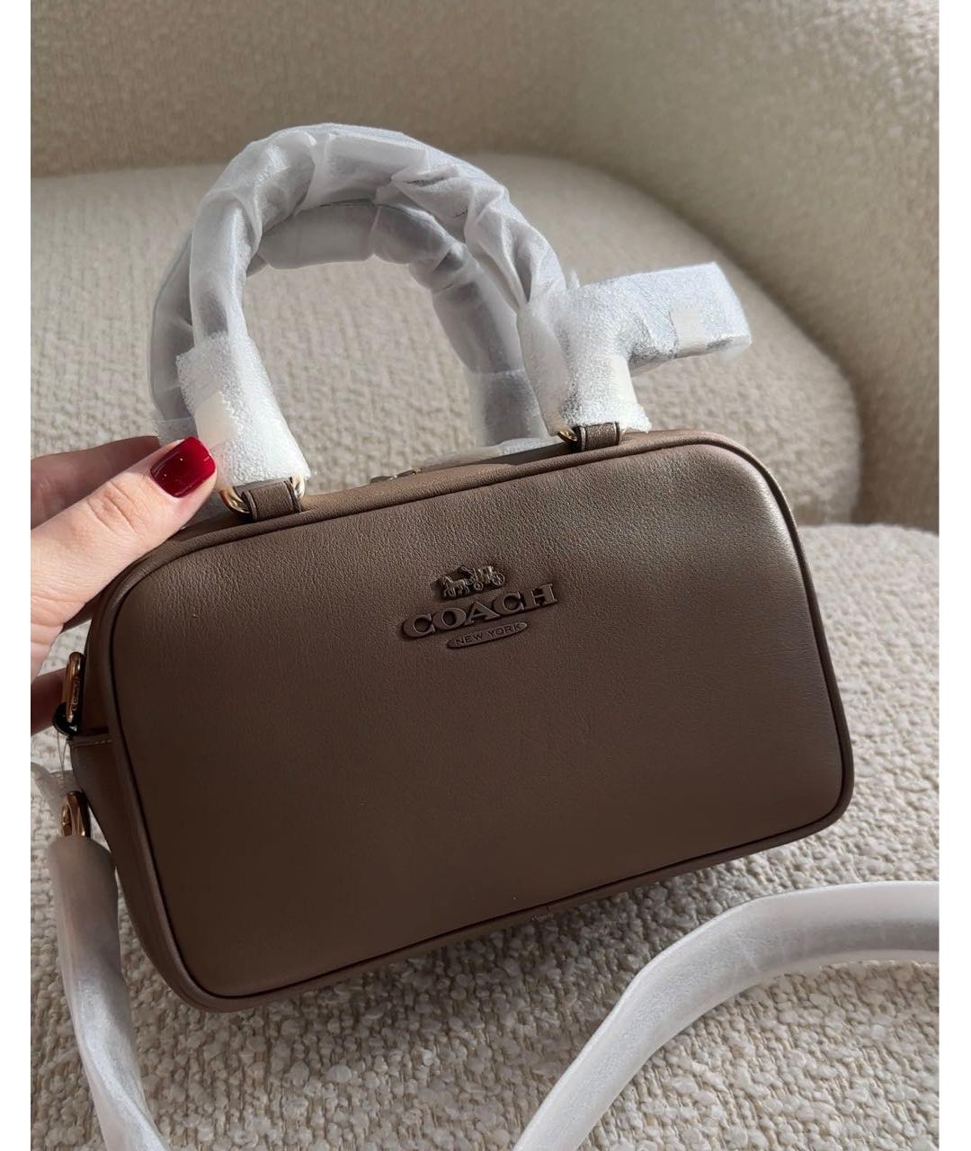 COACH Коричневая кожаная сумка через плечо, фото 5