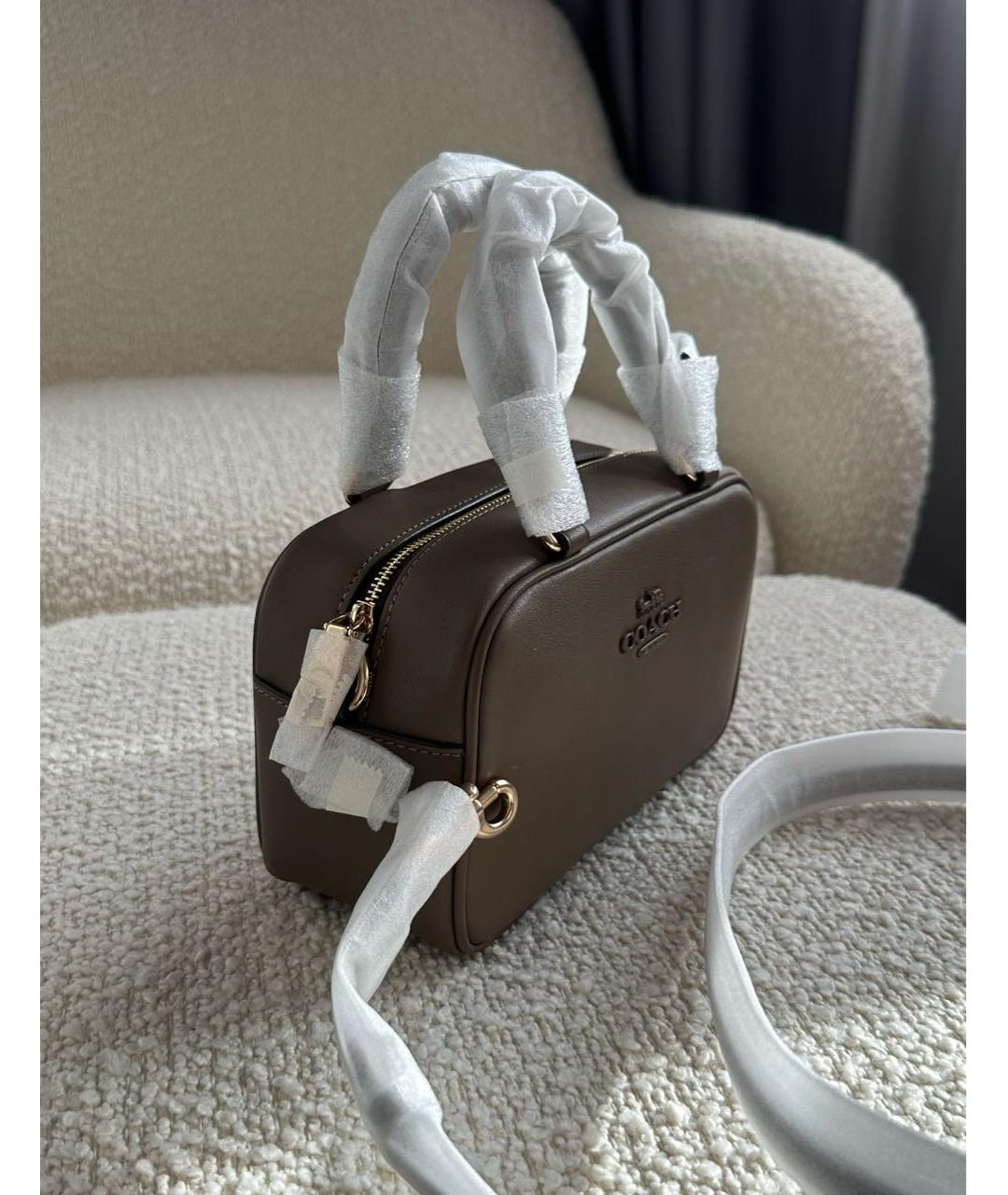 COACH Коричневая кожаная сумка через плечо, фото 2