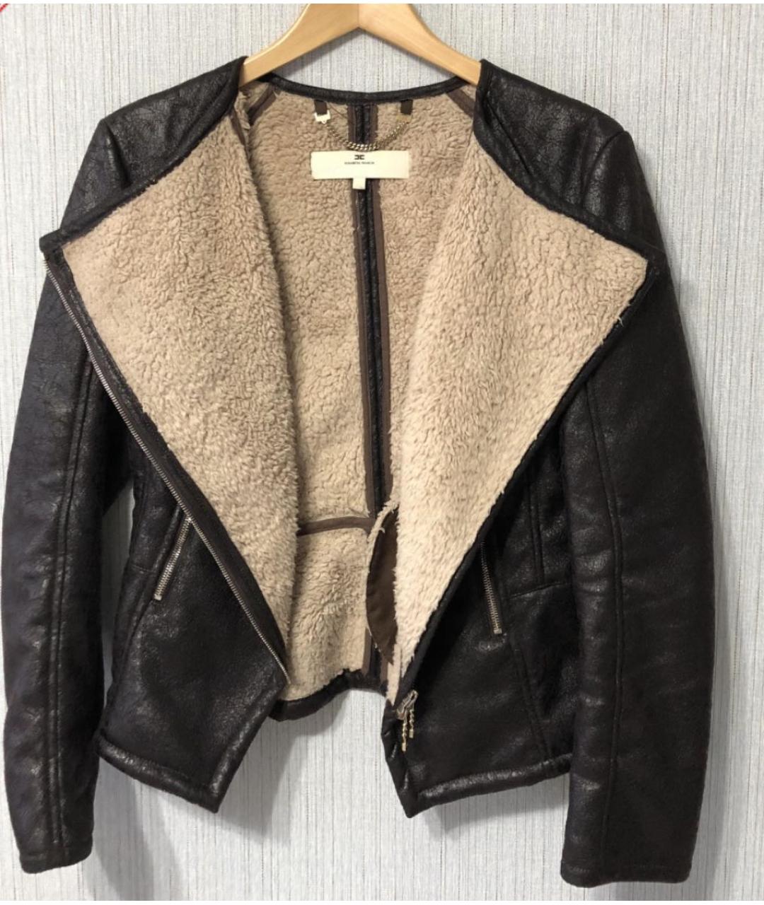 ELISABETTA FRANCHI Коричневая шерстяная дубленка, фото 4