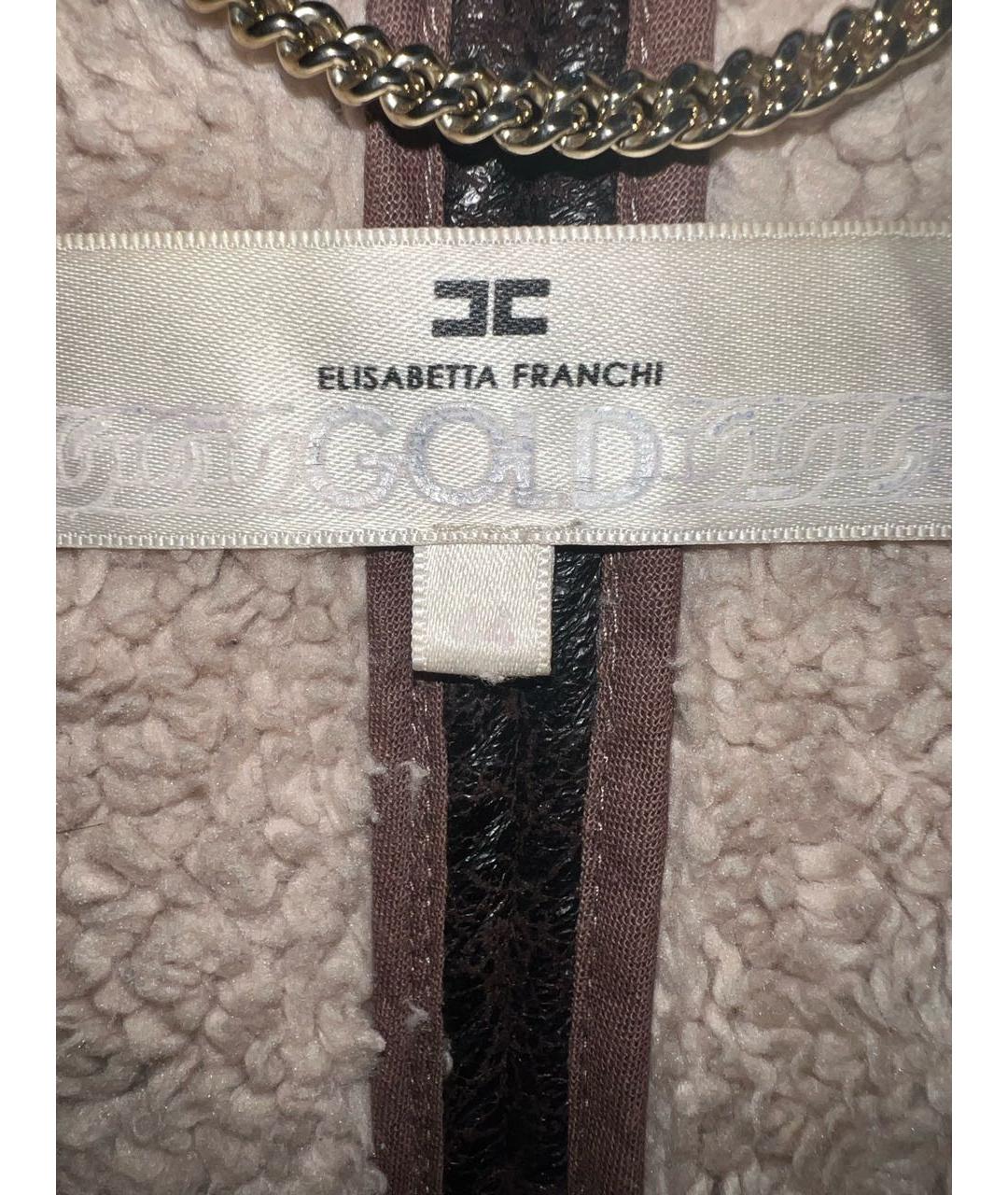 ELISABETTA FRANCHI Коричневая шерстяная дубленка, фото 6