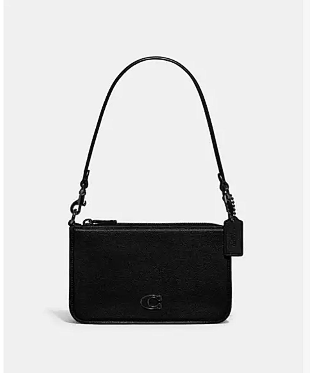 COACH Черная кожаная сумка с короткими ручками, фото 6
