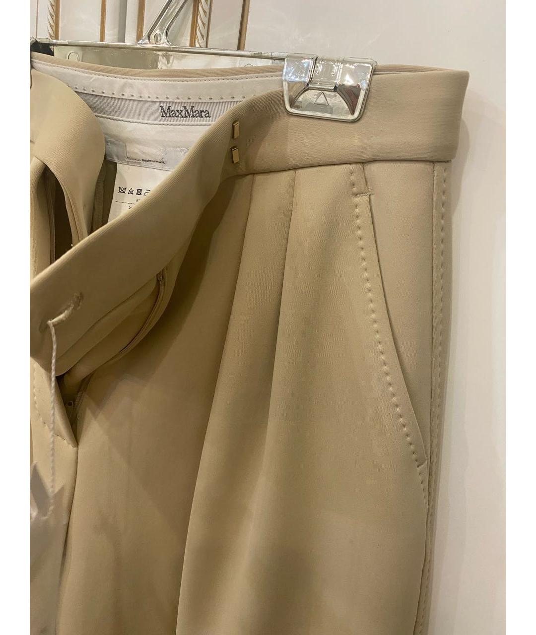 MAX MARA Бежевые хлопковые брюки широкие, фото 4