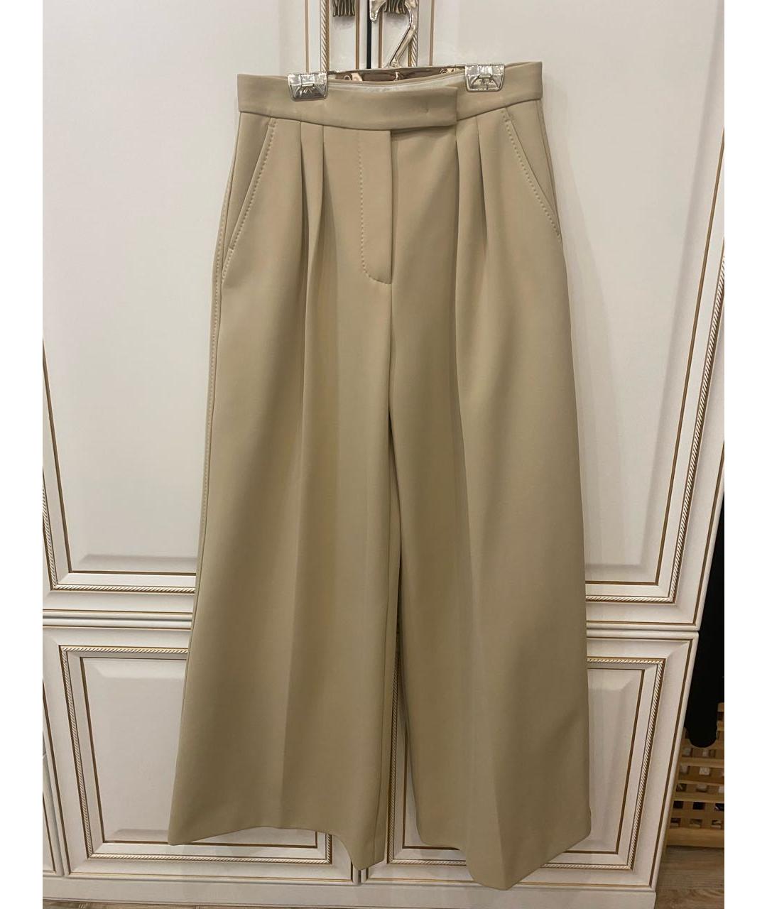 MAX MARA Бежевые хлопковые брюки широкие, фото 8