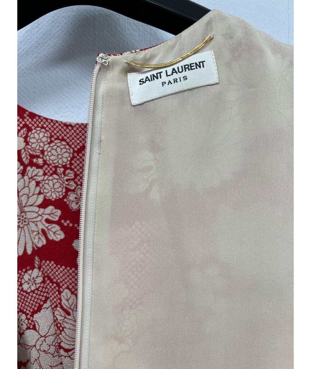 SAINT LAURENT Красное полиэстеровое коктейльное платье, фото 4