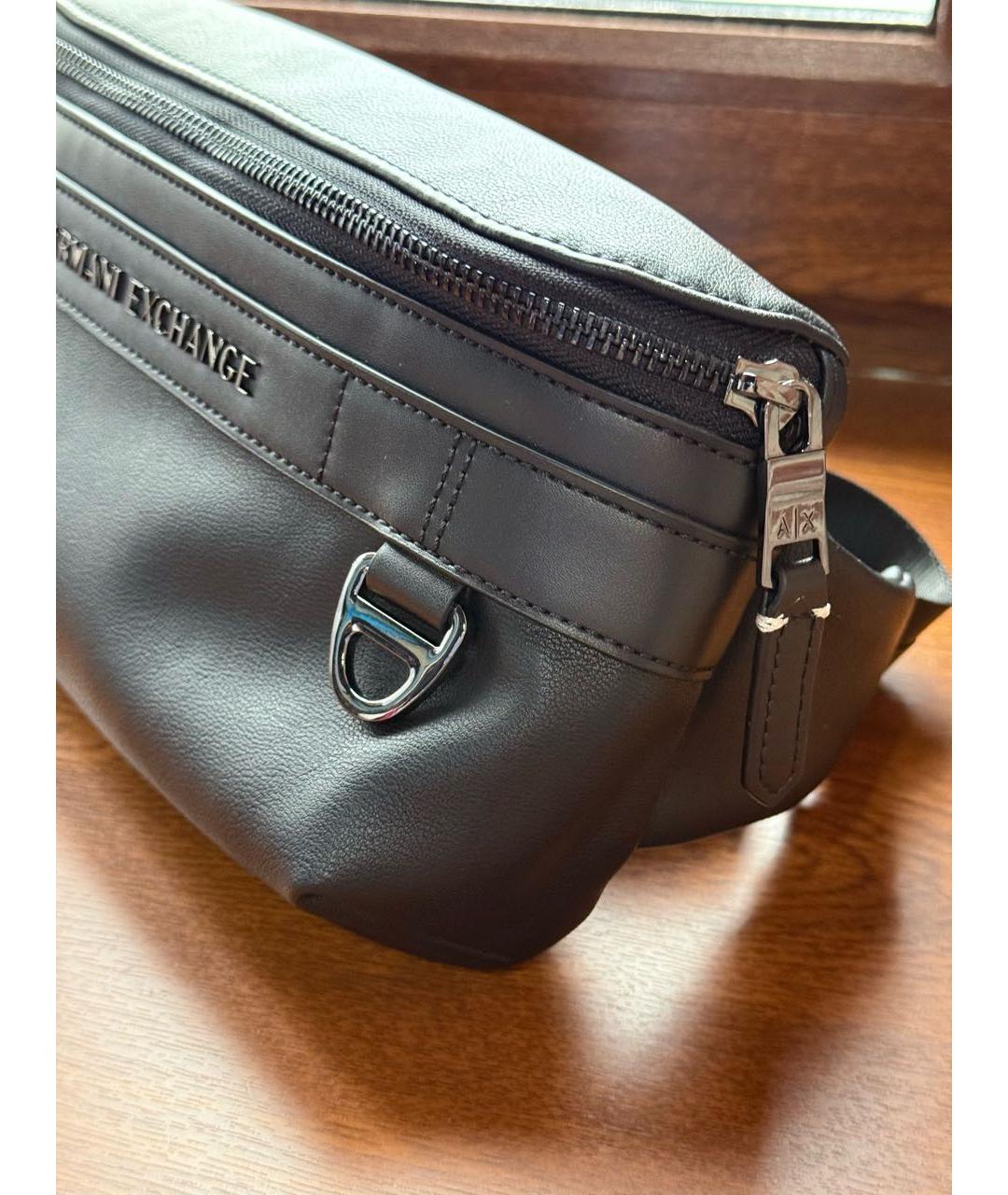 ARMANI EXCHANGE Черная поясная сумка из искусственной кожи, фото 4