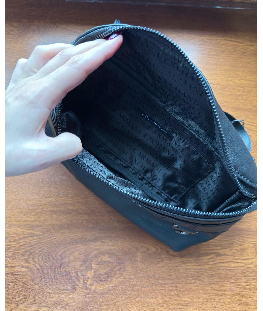 ARMANI EXCHANGE Черная поясная сумка из искусственной кожи, фото 3