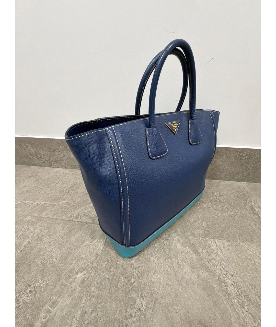 PRADA Синяя кожаная сумка с короткими ручками, фото 2