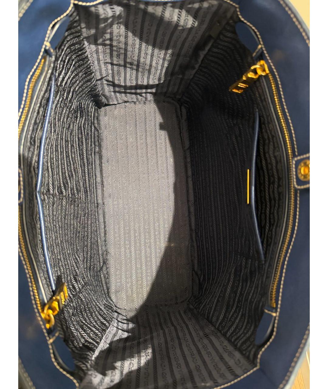 PRADA Синяя кожаная сумка с короткими ручками, фото 4