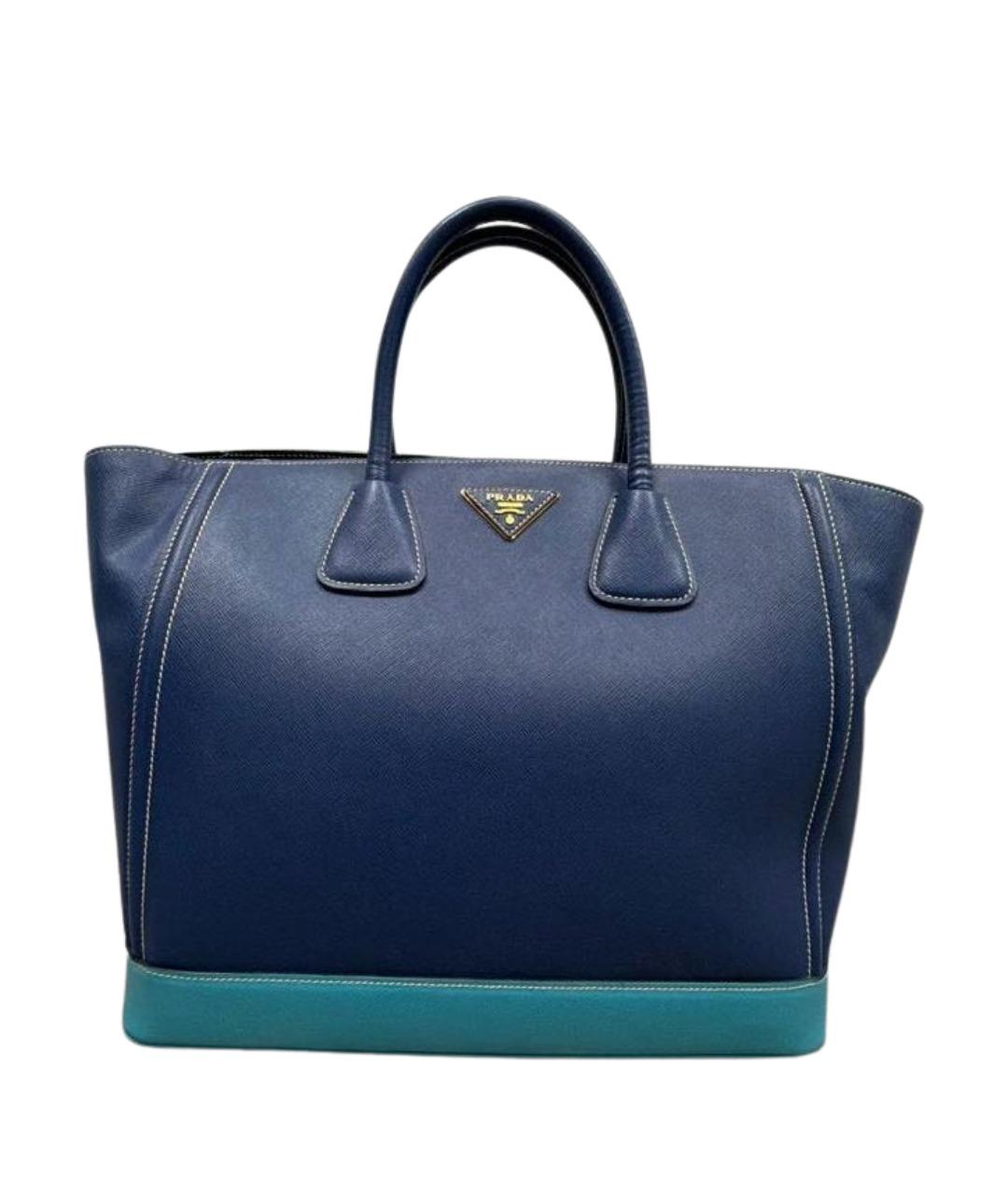 PRADA Синяя кожаная сумка с короткими ручками, фото 1