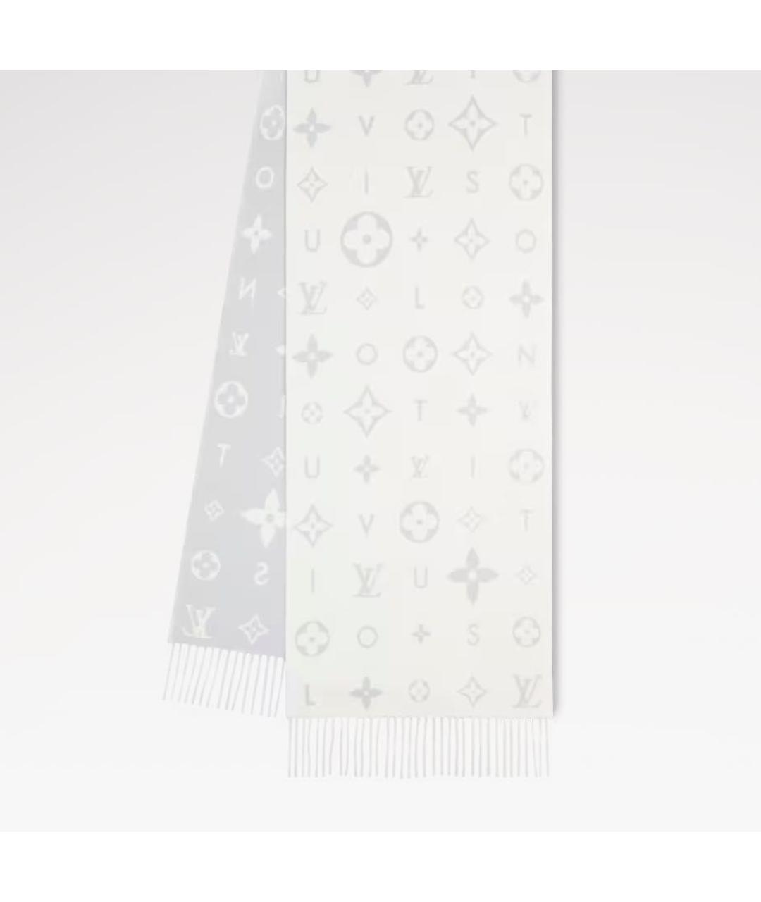 LOUIS VUITTON Белый кашемировый шарф, фото 4