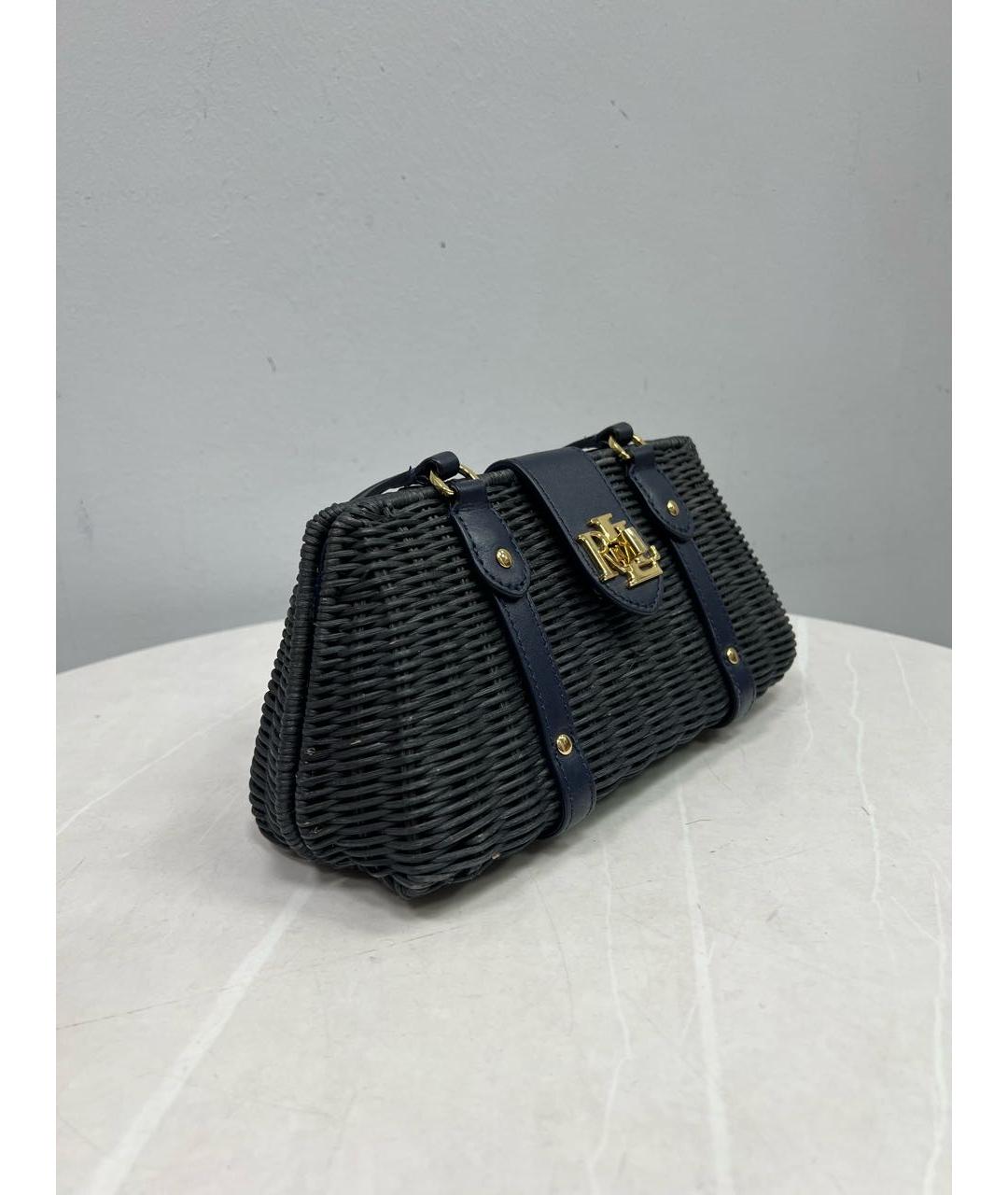 RALPH LAUREN Темно-синяя пелетеная пляжная сумка, фото 4