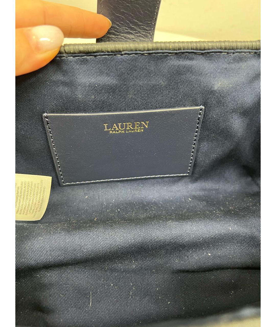 RALPH LAUREN Темно-синяя пелетеная пляжная сумка, фото 6