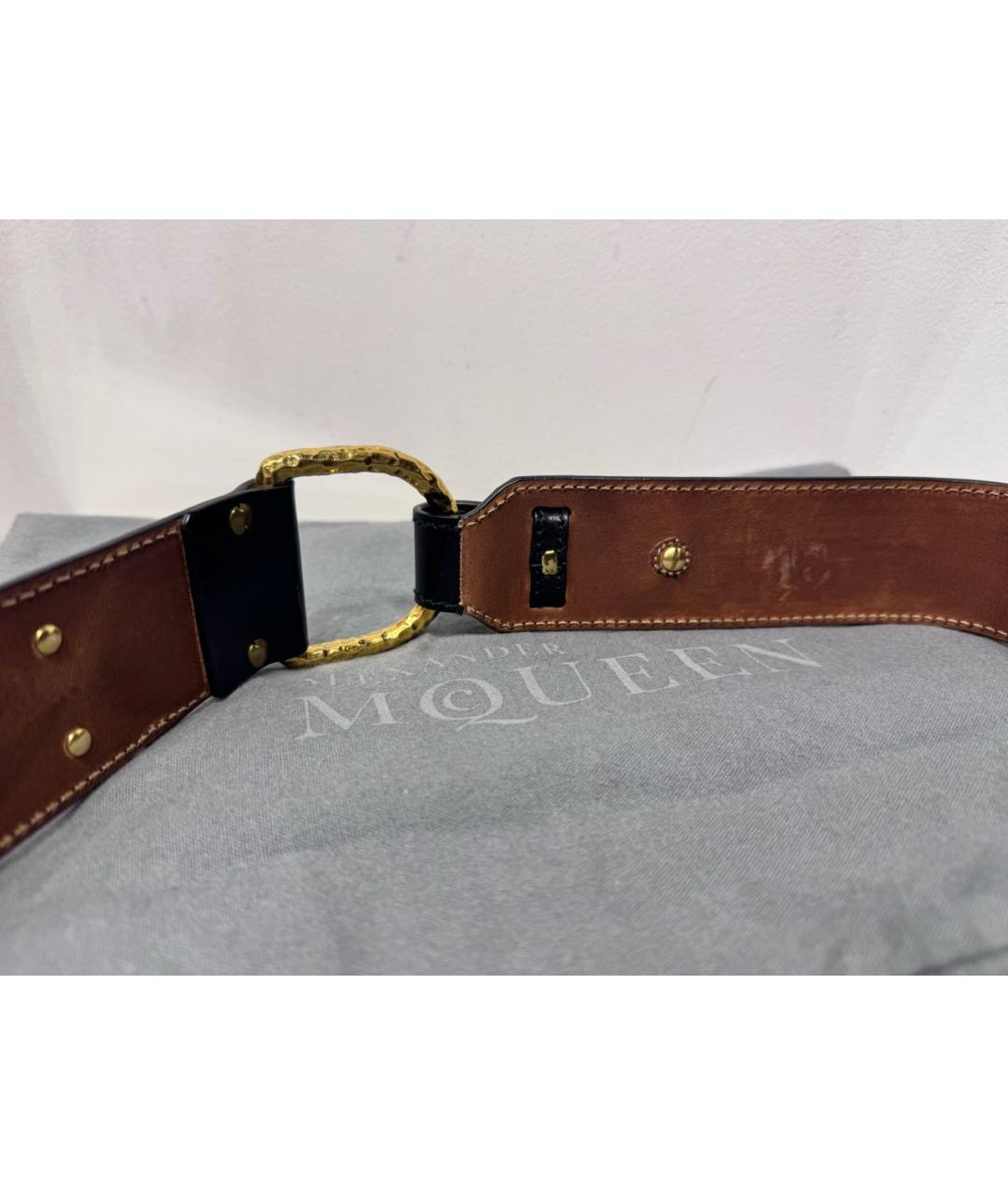 ALEXANDER MCQUEEN Черный кожаный ремень, фото 6