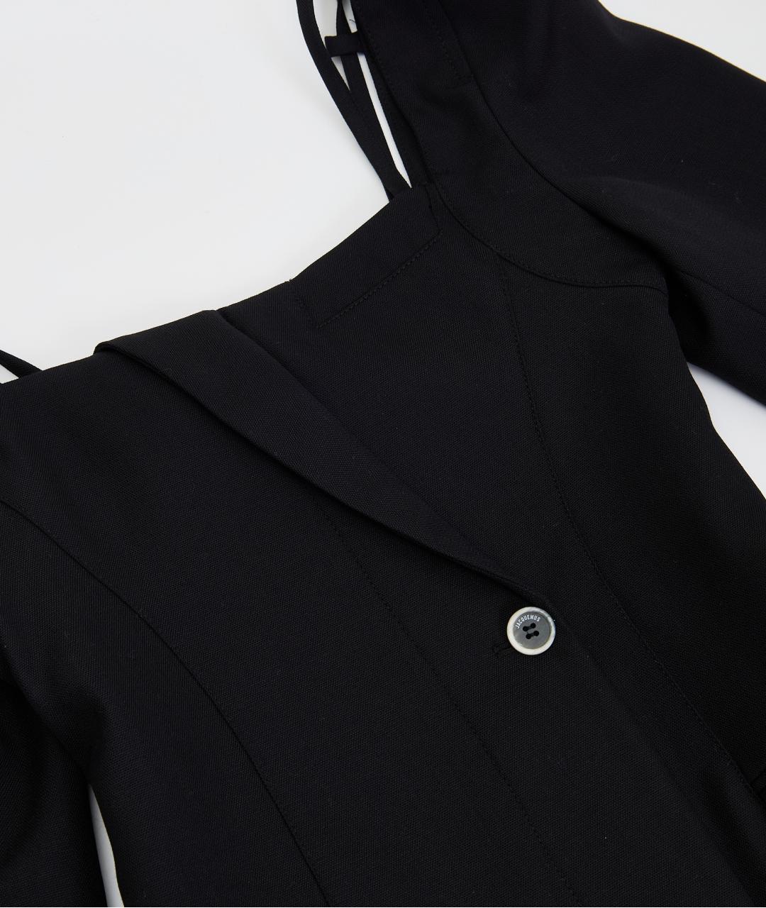 JACQUEMUS Черное шерстяное повседневное платье, фото 2