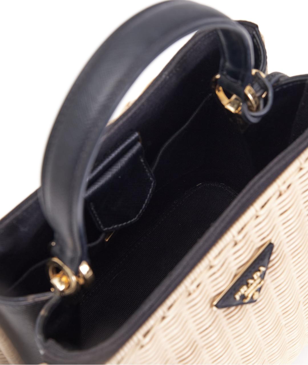 PRADA Бежевая пелетеная сумка с короткими ручками, фото 5