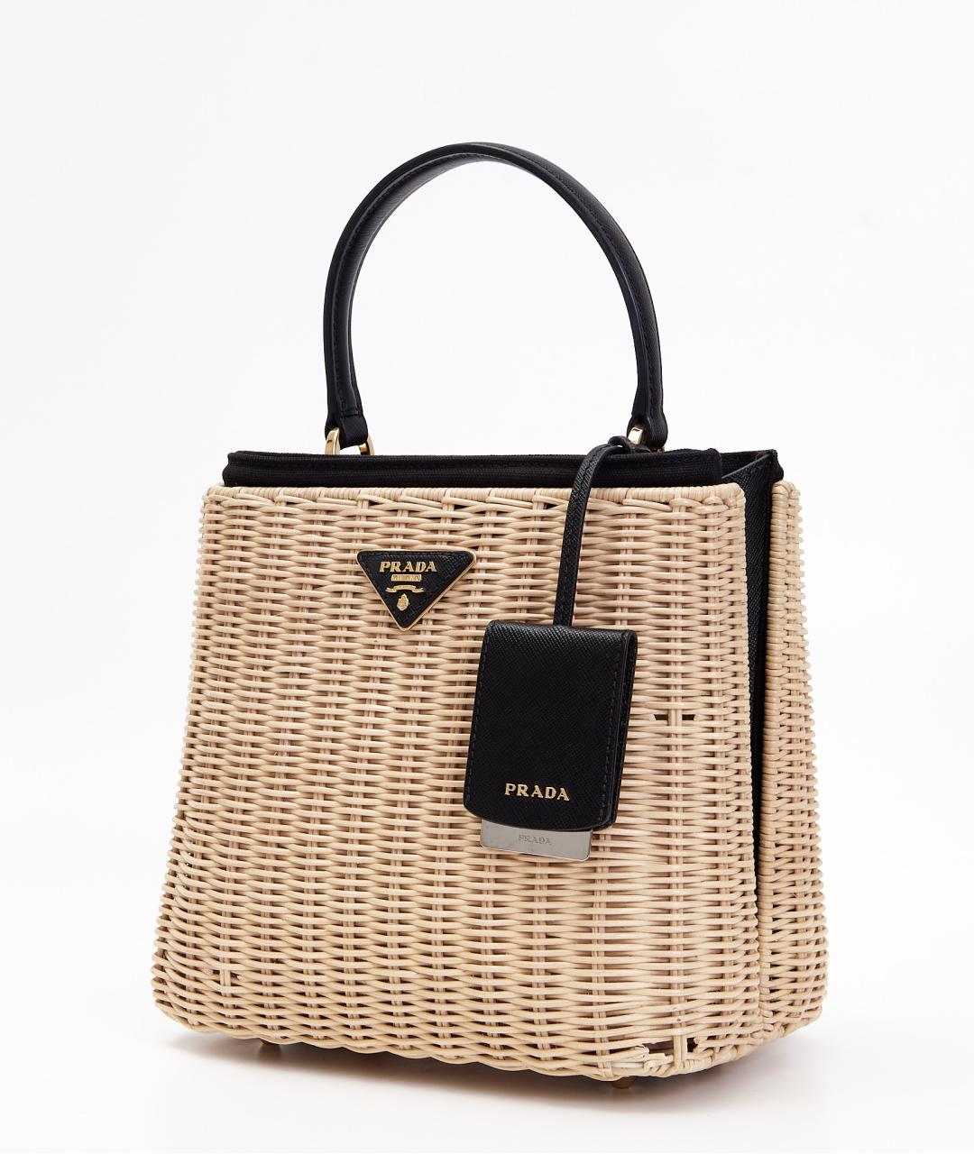 PRADA Бежевая пелетеная сумка с короткими ручками, фото 3