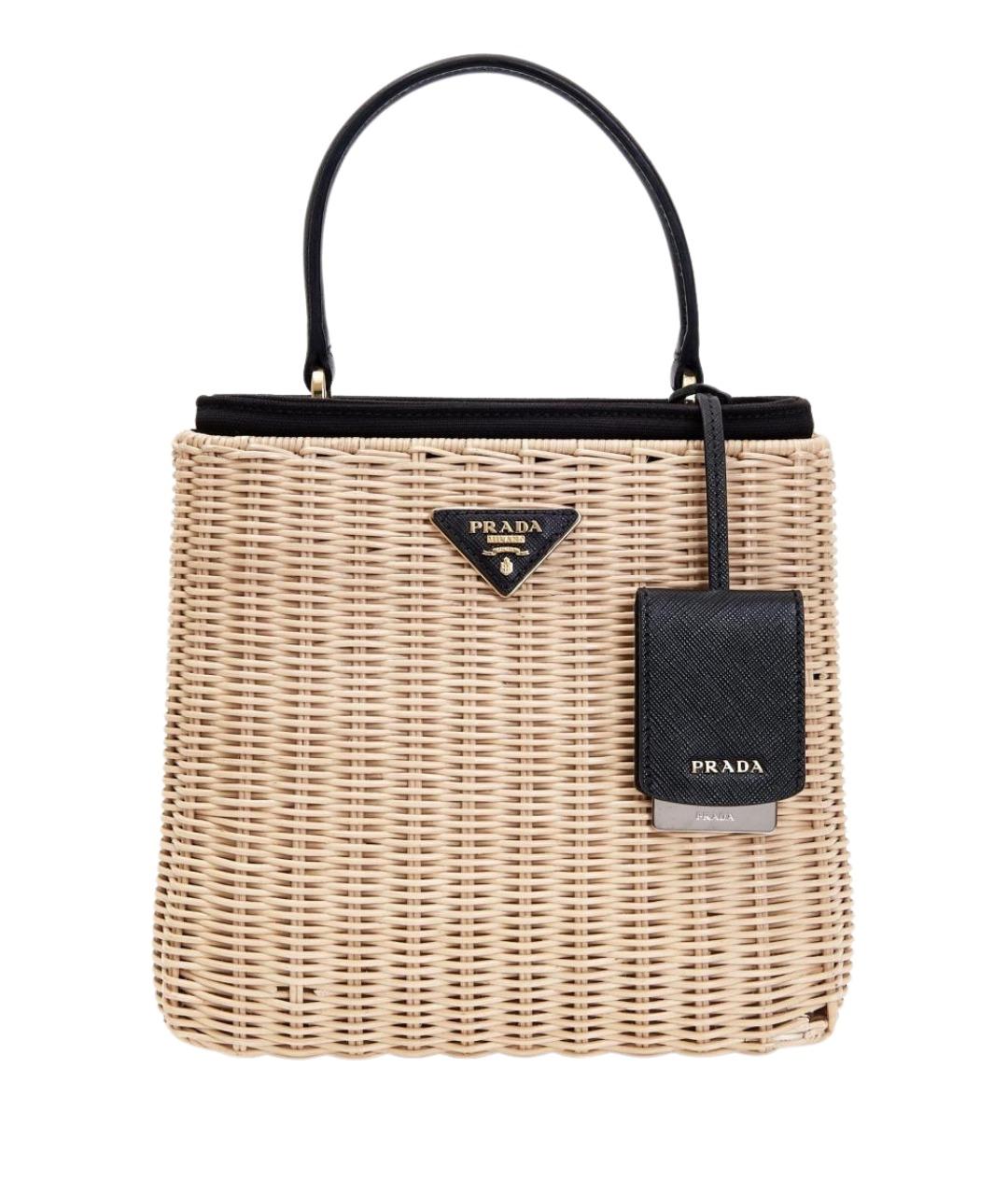 PRADA Бежевая пелетеная сумка с короткими ручками, фото 1