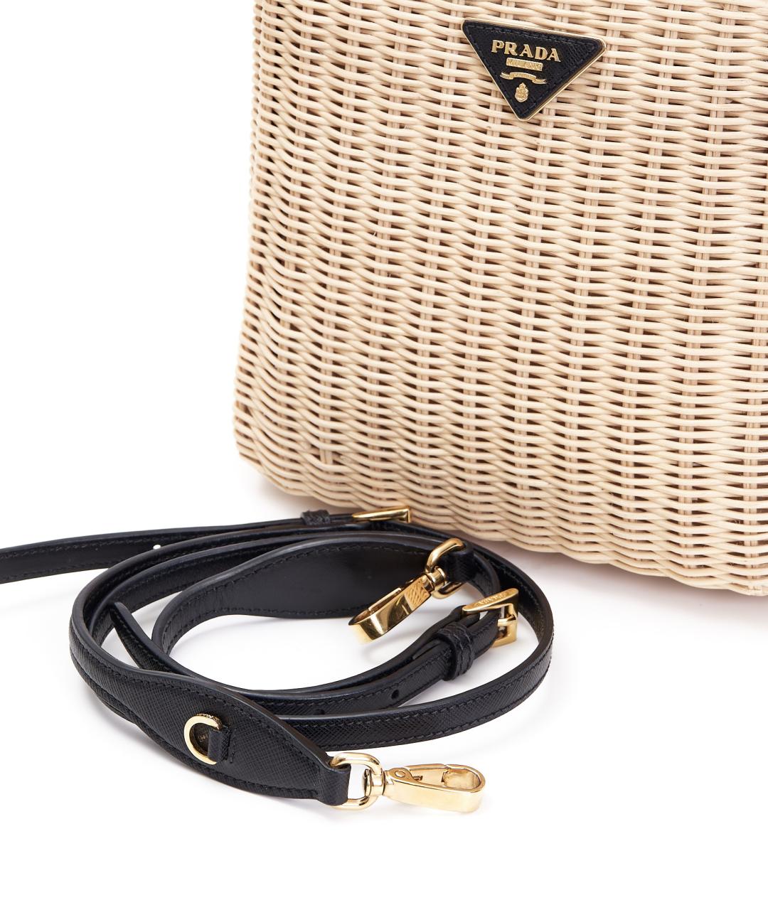 PRADA Бежевая пелетеная сумка с короткими ручками, фото 7