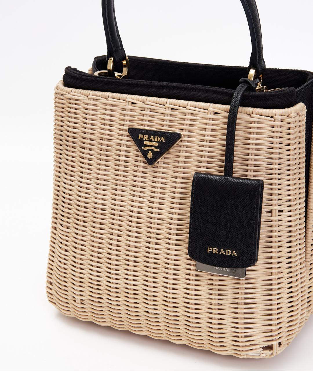 PRADA Бежевая пелетеная сумка с короткими ручками, фото 4
