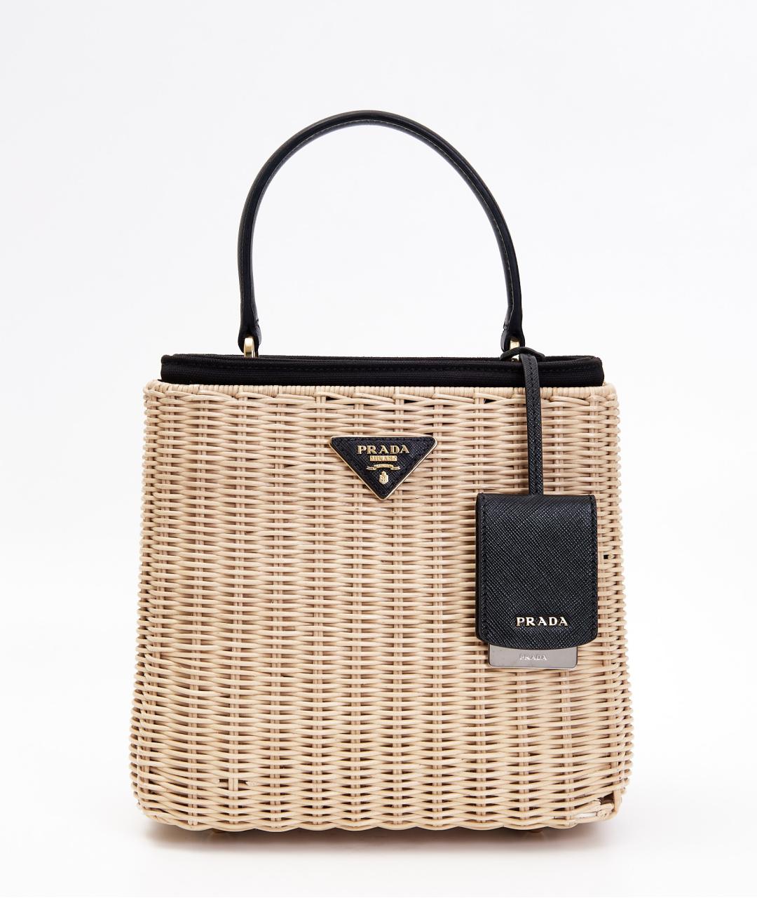 PRADA Бежевая пелетеная сумка с короткими ручками, фото 8