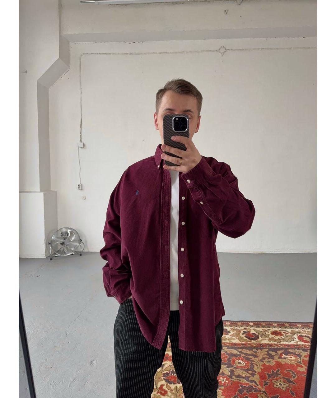 RALPH LAUREN Бордовая хлопковая кэжуал рубашка, фото 2