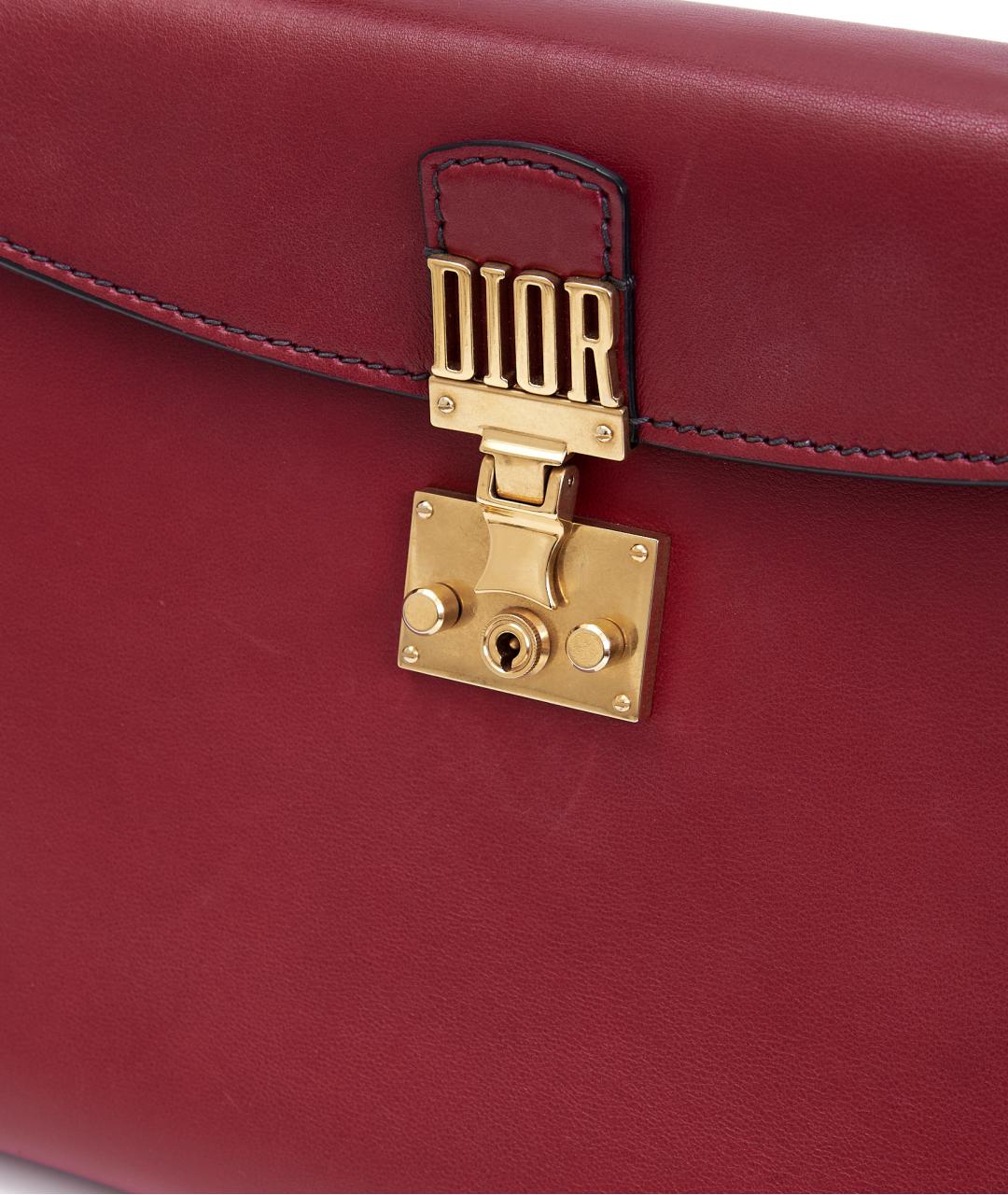 CHRISTIAN DIOR Бордовая кожаная сумка через плечо, фото 5