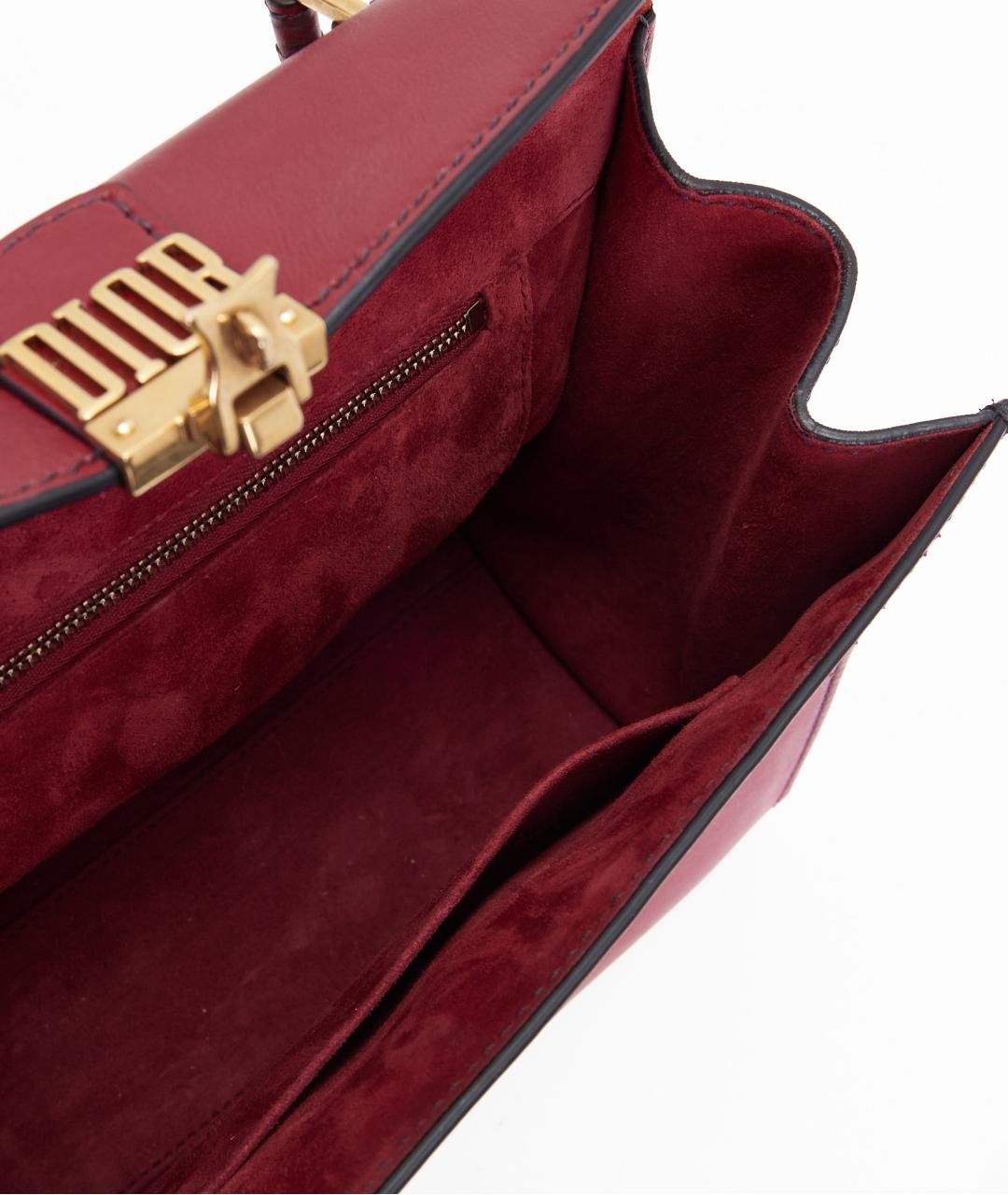 CHRISTIAN DIOR Бордовая кожаная сумка через плечо, фото 7