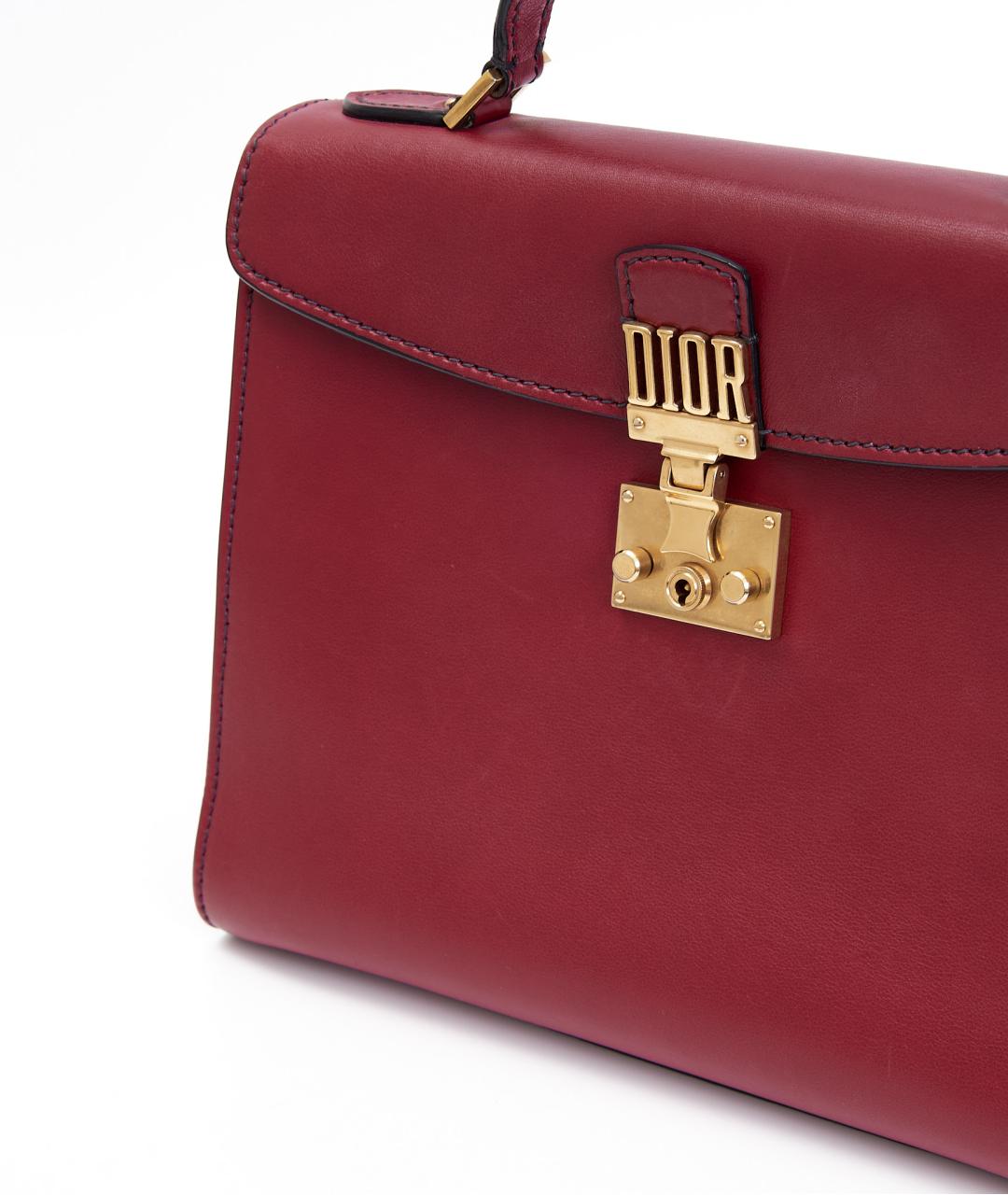 CHRISTIAN DIOR Бордовая кожаная сумка через плечо, фото 4